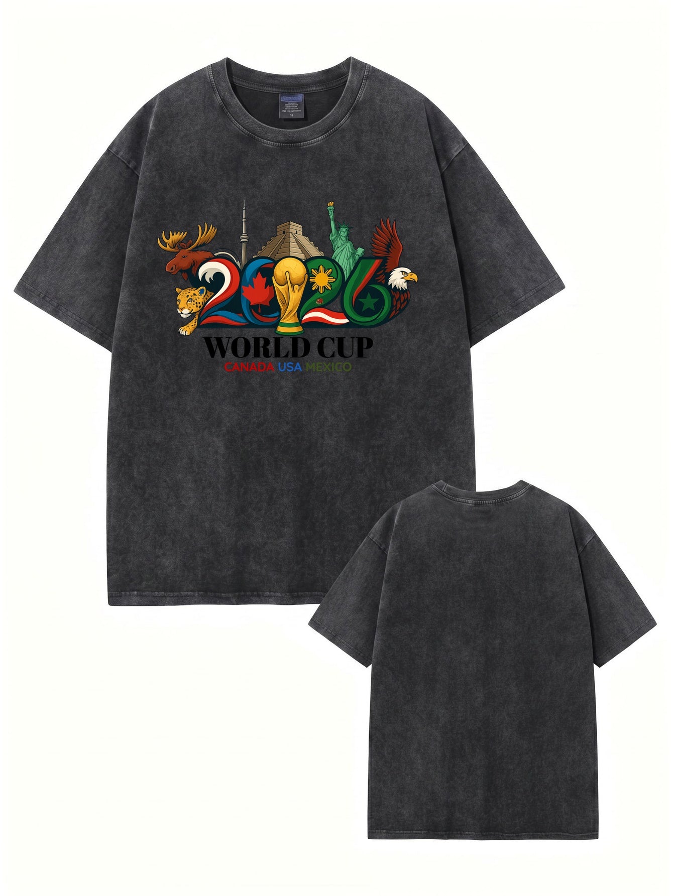 2026 World Cup Graphic T-Shirt Vintage Washed Cotton Tee
