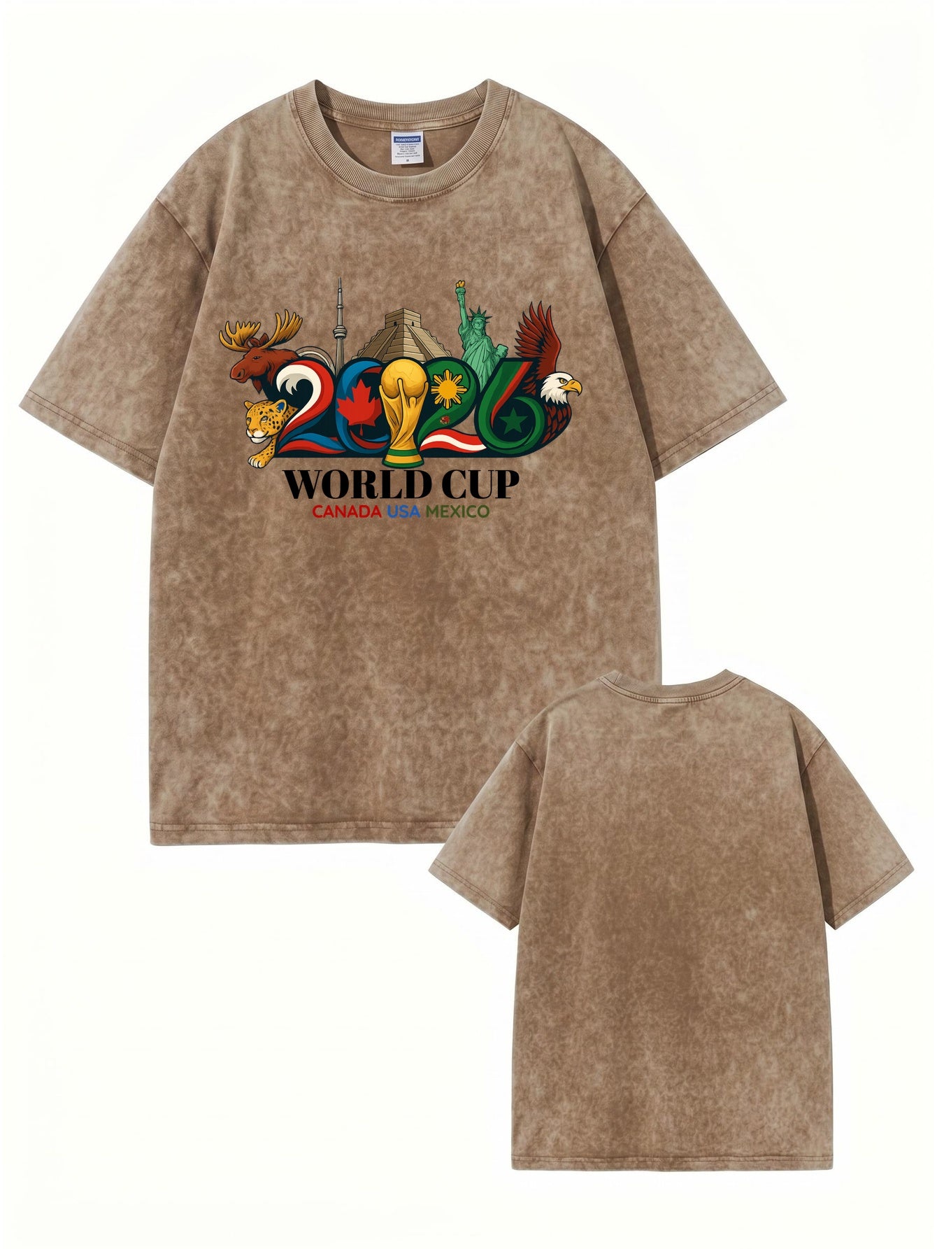 2026 World Cup Graphic T-Shirt Vintage Washed Cotton Tee