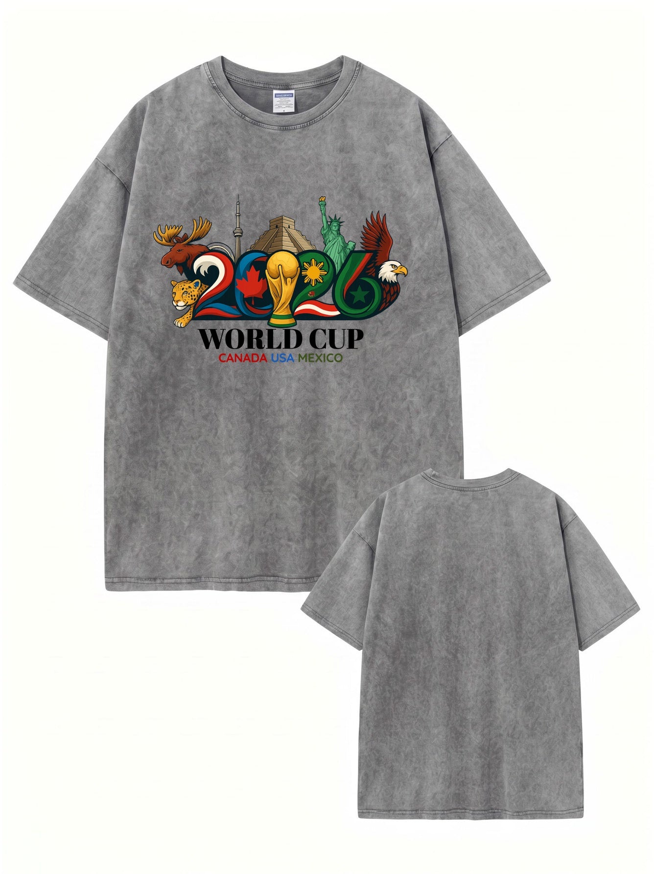 2026 World Cup Graphic T-Shirt Vintage Washed Cotton Tee