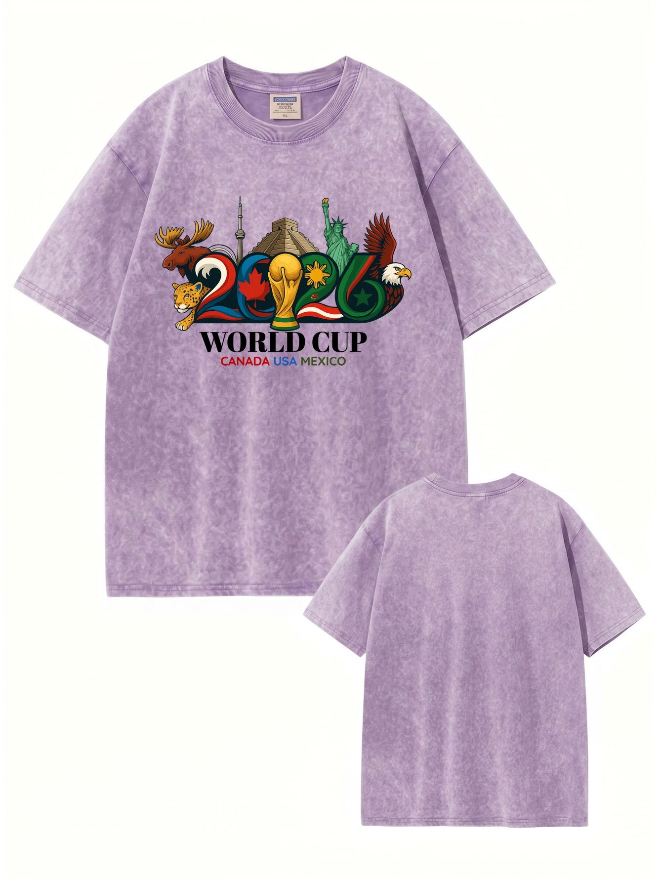 2026 World Cup Graphic T-Shirt Vintage Washed Cotton Tee