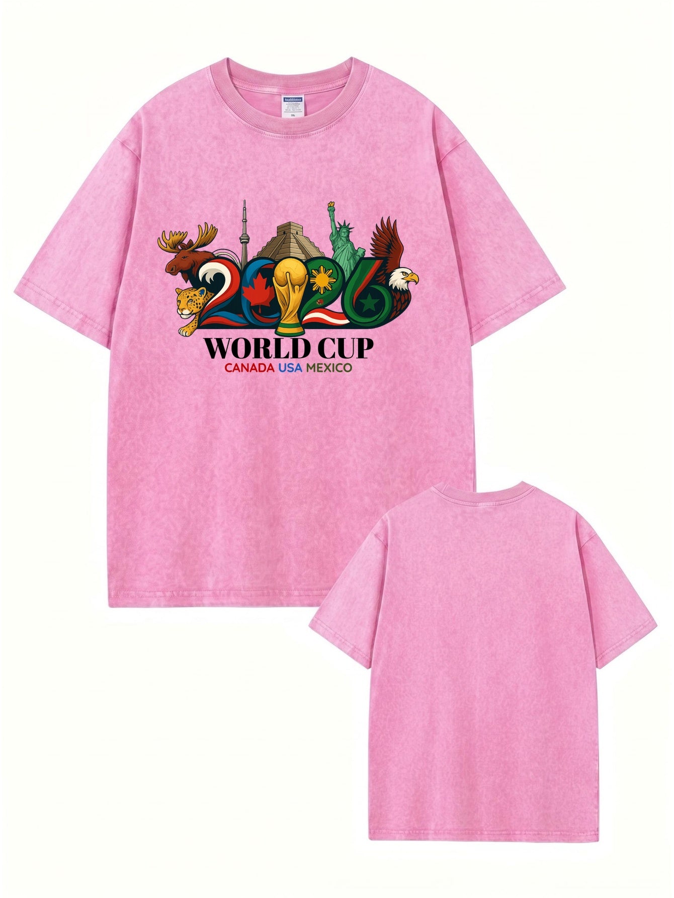 2026 World Cup Graphic T-Shirt Vintage Washed Cotton Tee