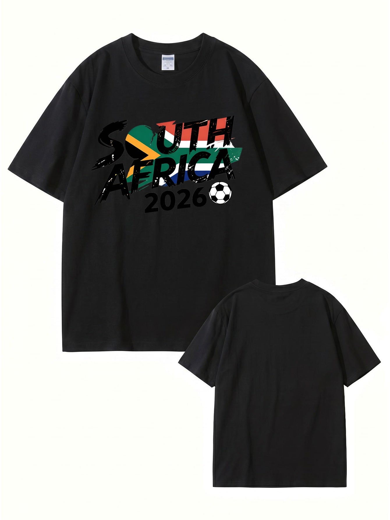 South Africa 2026 Soccer Flag Graphic Print Men's Heavyweight Cotton T-Shirt