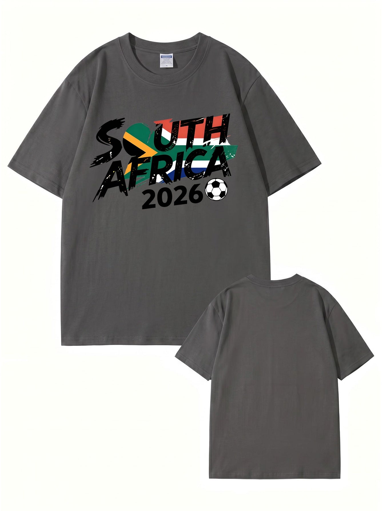 South Africa 2026 Soccer Flag Graphic Print Men's Heavyweight Cotton T-Shirt