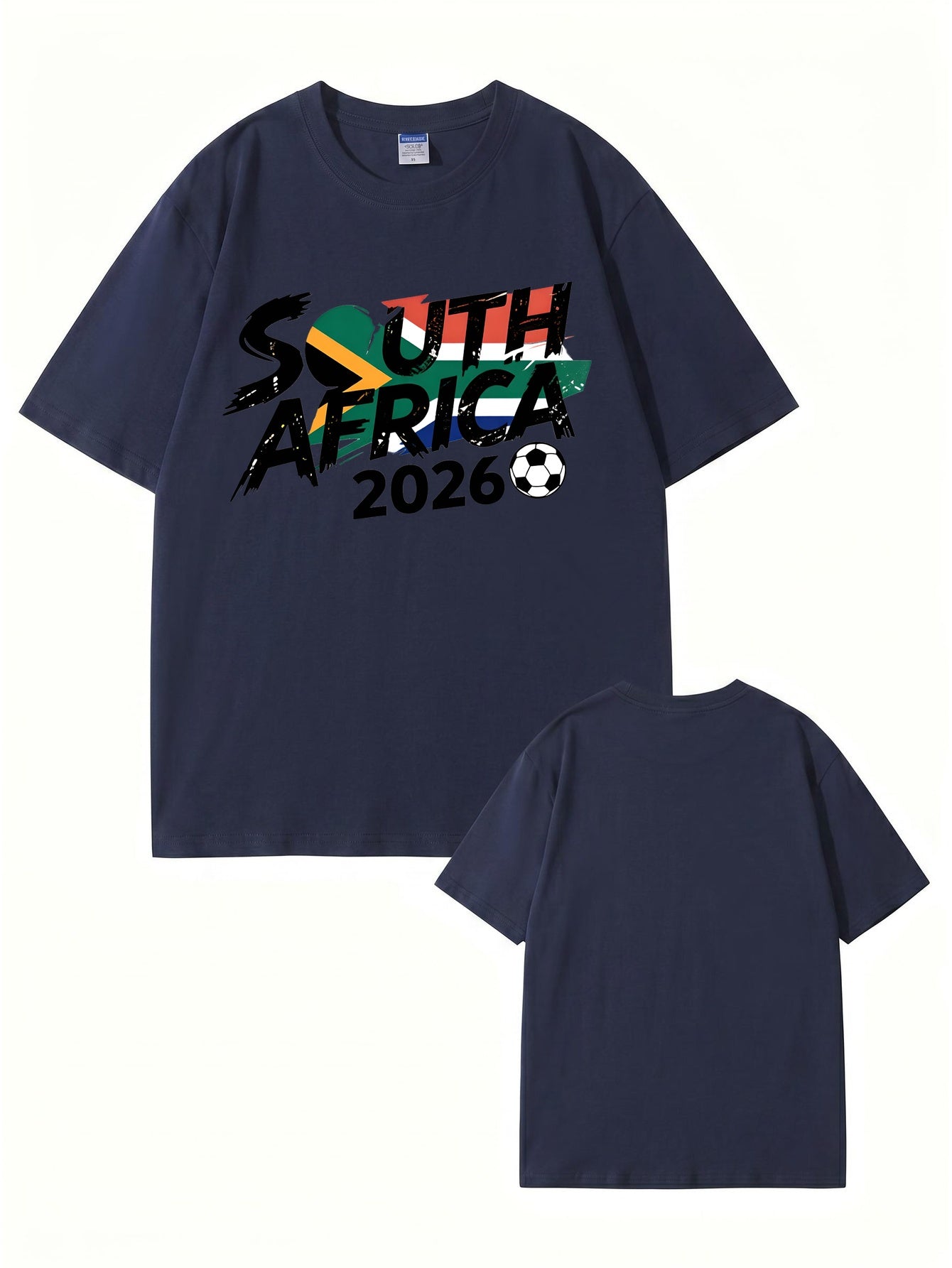South Africa 2026 Soccer Flag Graphic Print Men's Heavyweight Cotton T-Shirt
