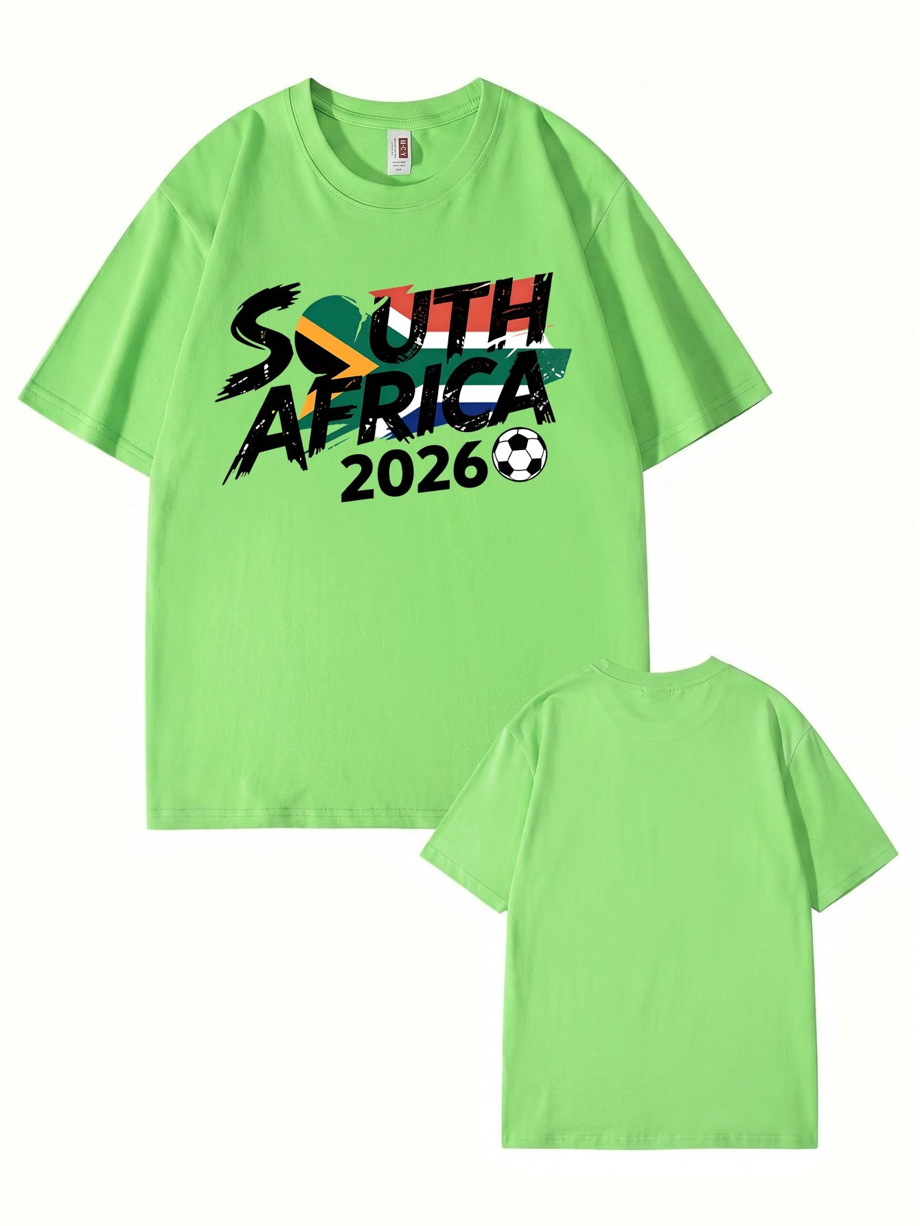 South Africa 2026 Soccer Flag Graphic Print Men's Heavyweight Cotton T-Shirt