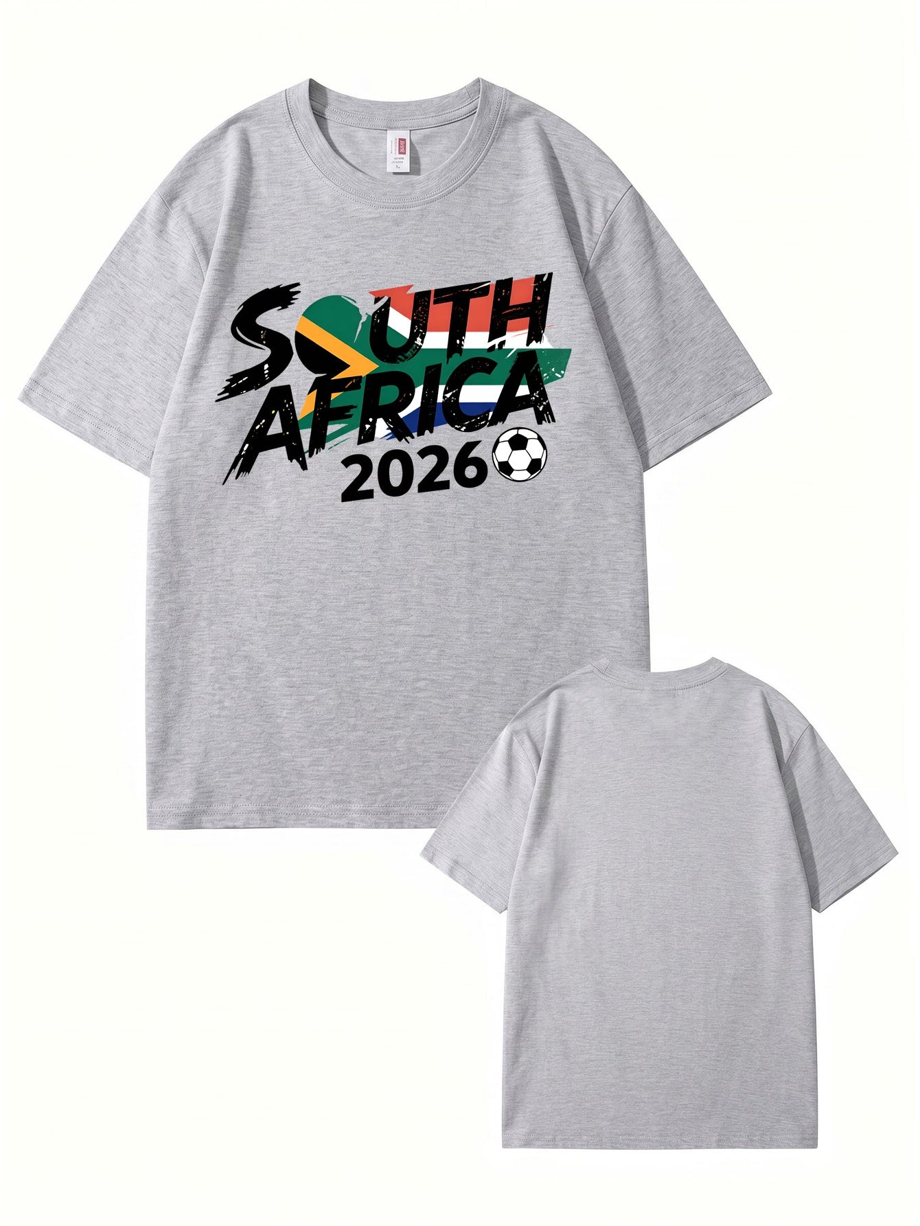 South Africa 2026 Soccer Flag Graphic Print Men's Heavyweight Cotton T-Shirt
