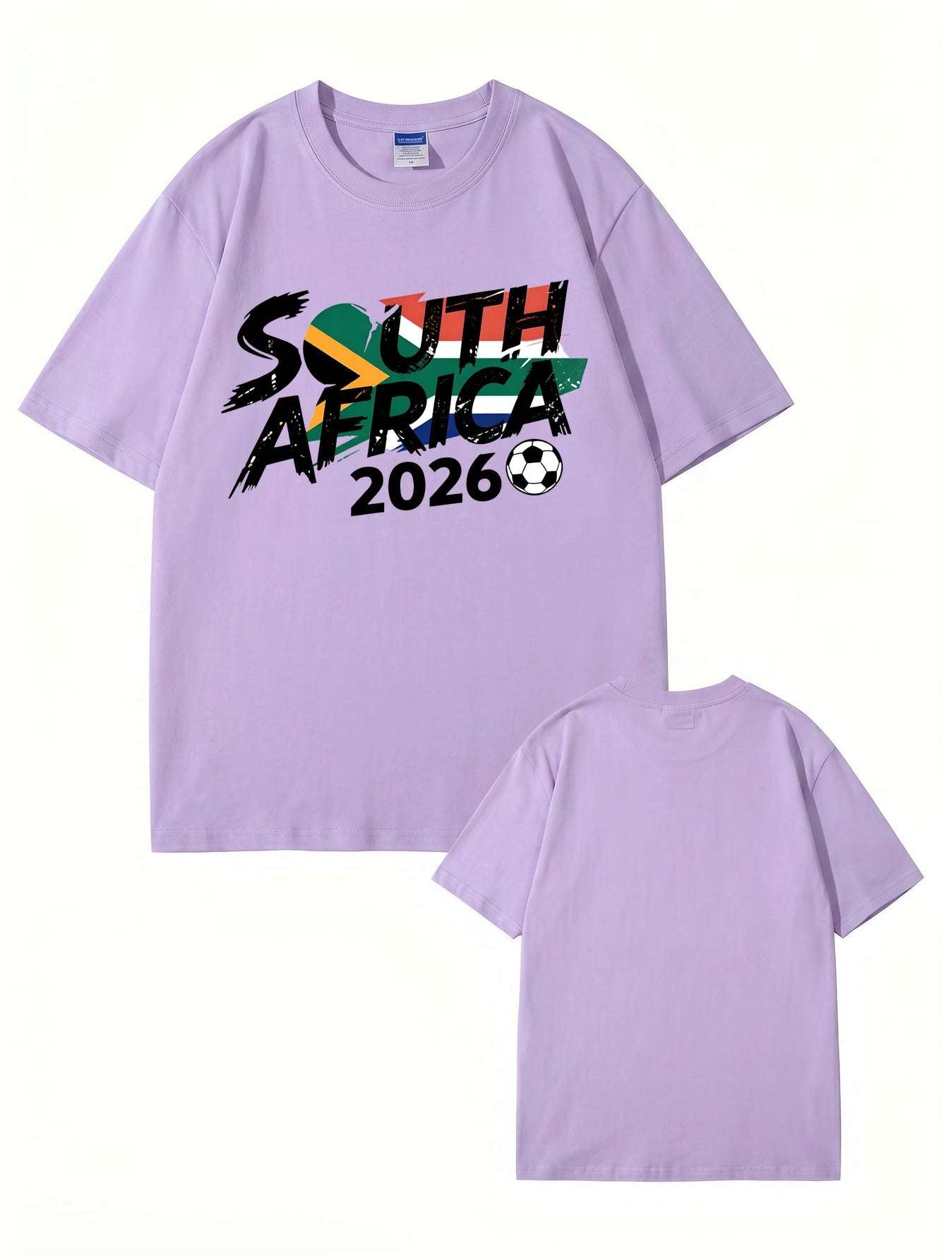South Africa 2026 Soccer Flag Graphic Print Men's Heavyweight Cotton T-Shirt