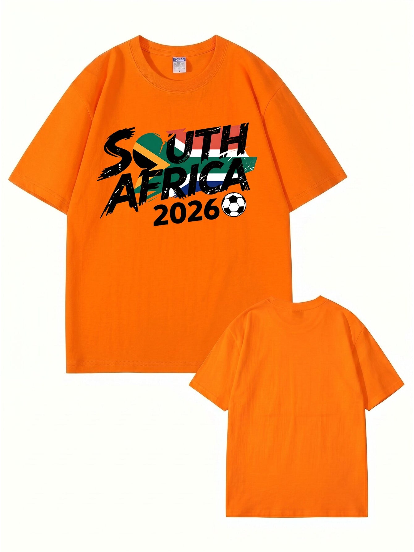 South Africa 2026 Soccer Flag Graphic Print Men's Heavyweight Cotton T-Shirt