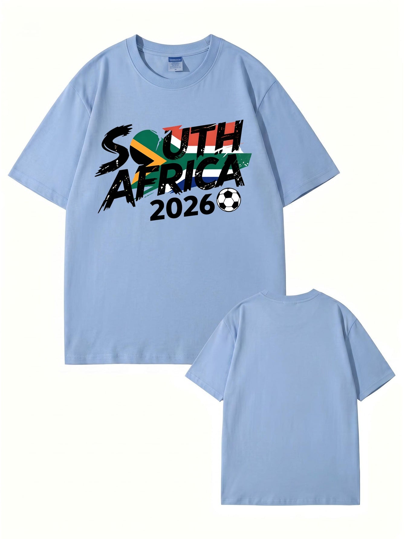South Africa 2026 Soccer Flag Graphic Print Men's Heavyweight Cotton T-Shirt