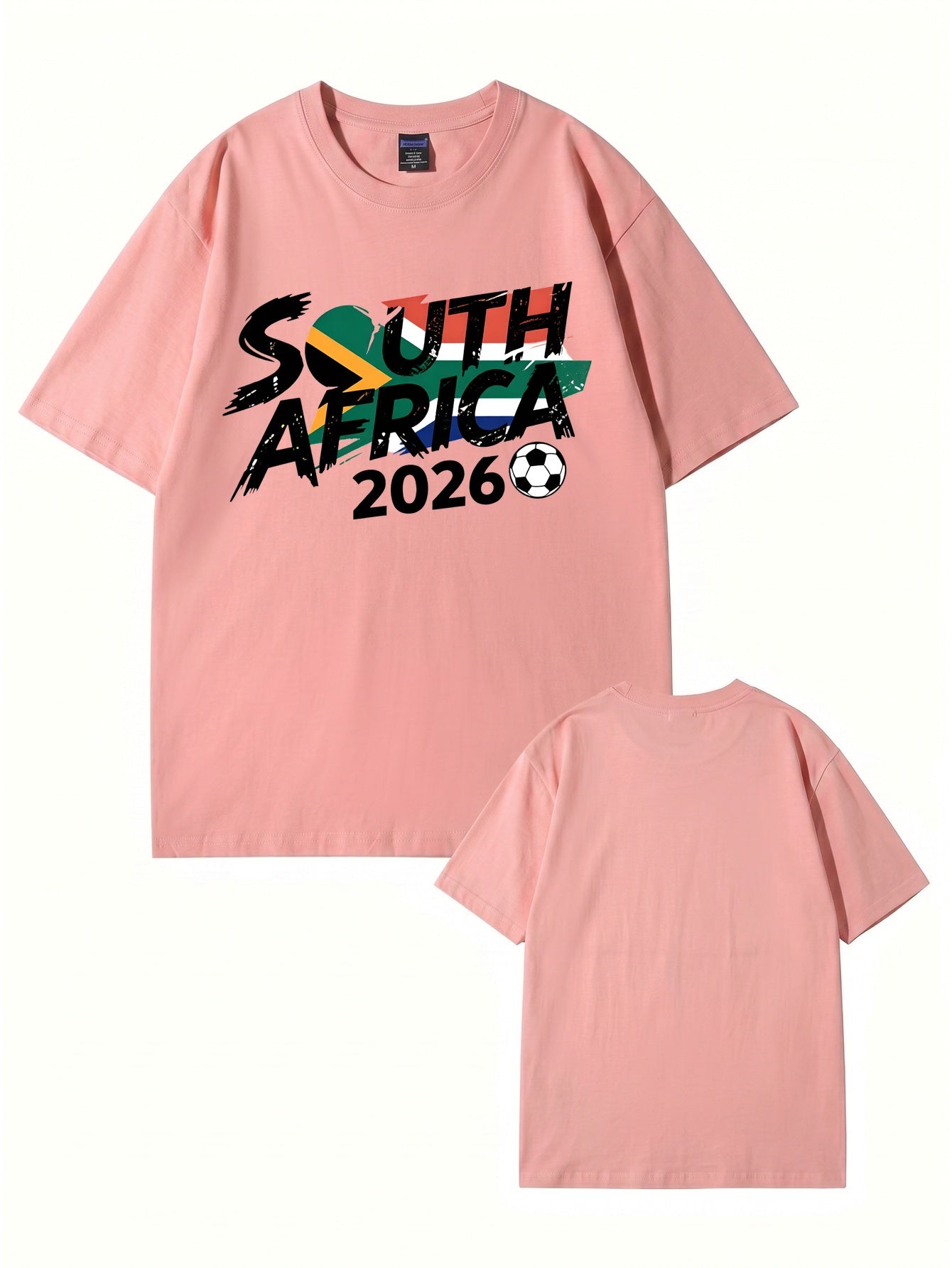 South Africa 2026 Soccer Flag Graphic Print Men's Heavyweight Cotton T-Shirt
