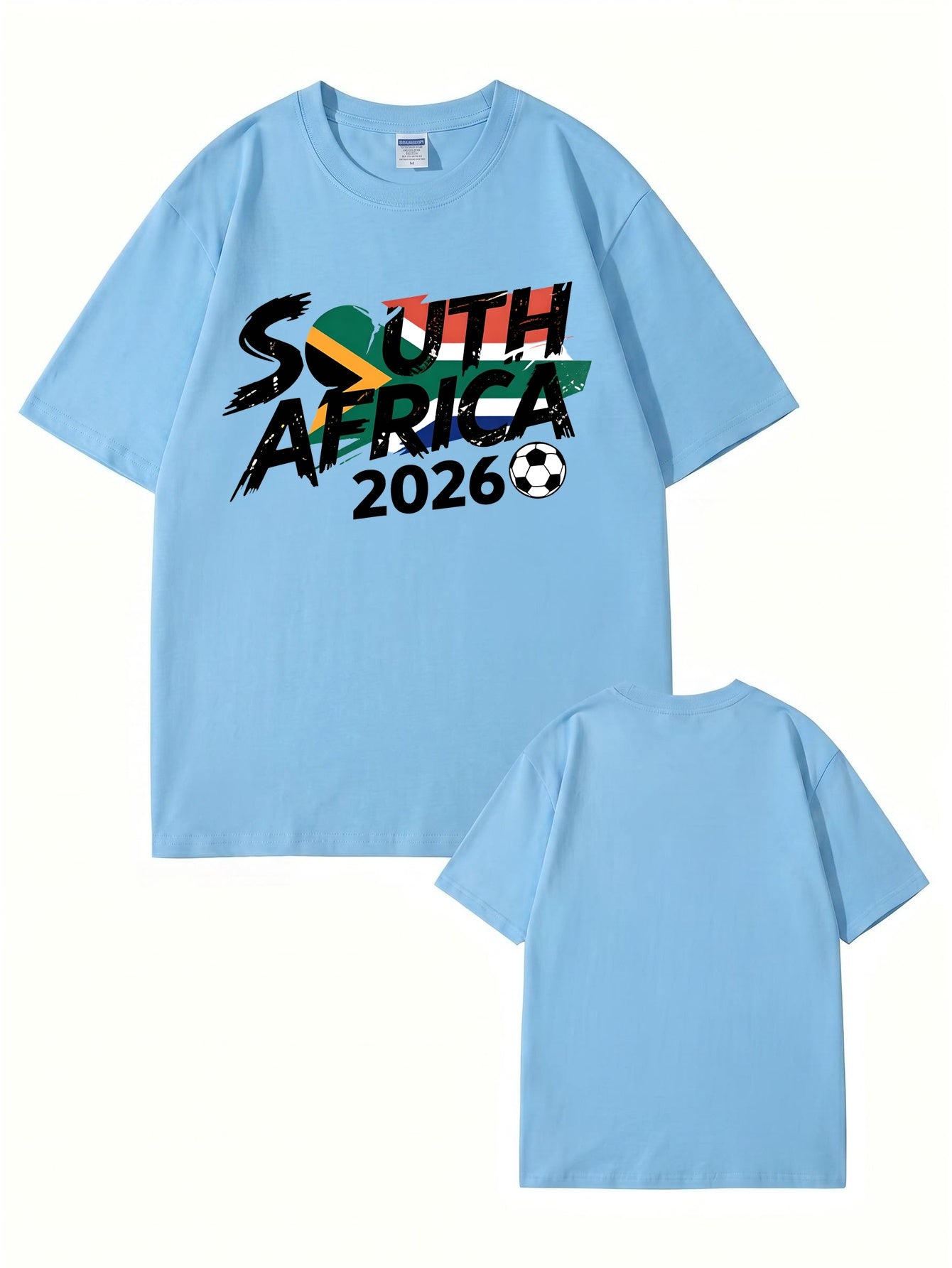 South Africa 2026 Soccer Flag Graphic Print Men's Heavyweight Cotton T-Shirt