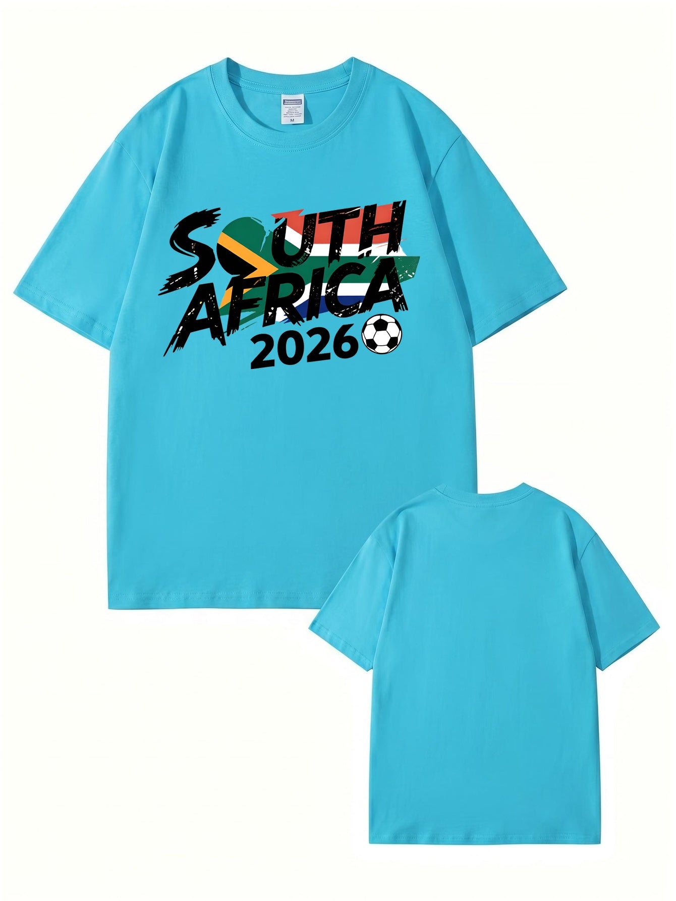 South Africa 2026 Soccer Flag Graphic Print Men's Heavyweight Cotton T-Shirt