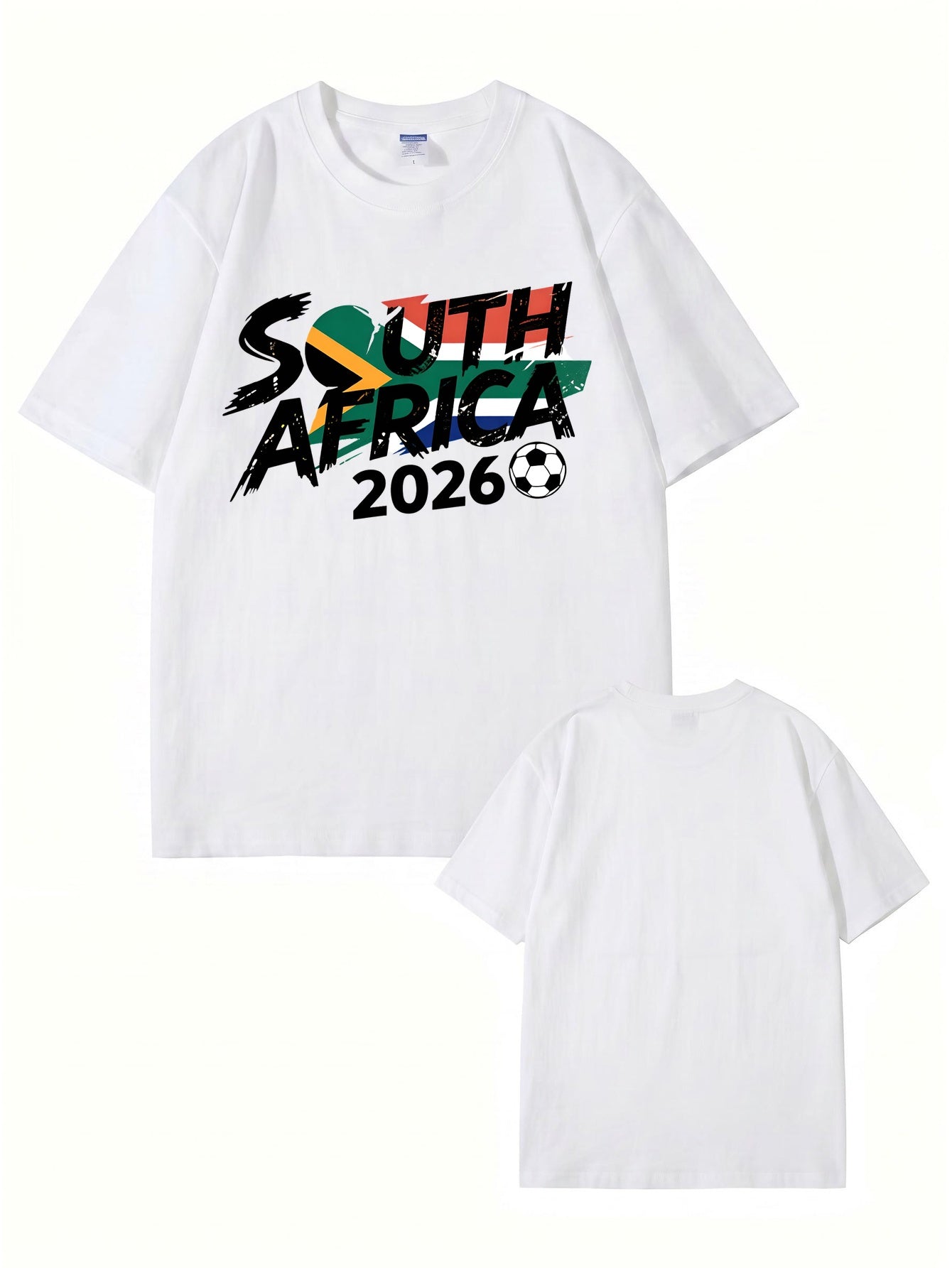 South Africa 2026 Soccer Flag Graphic Print Men's Heavyweight Cotton T-Shirt