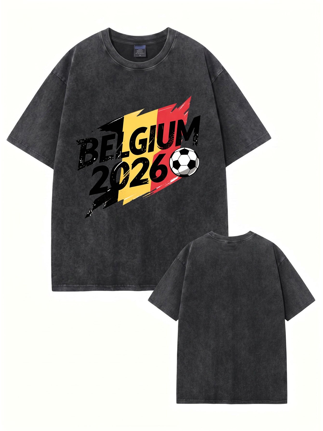 Belgium 2026 Soccer Vintage Wash Cotton Graphic T-Shirt