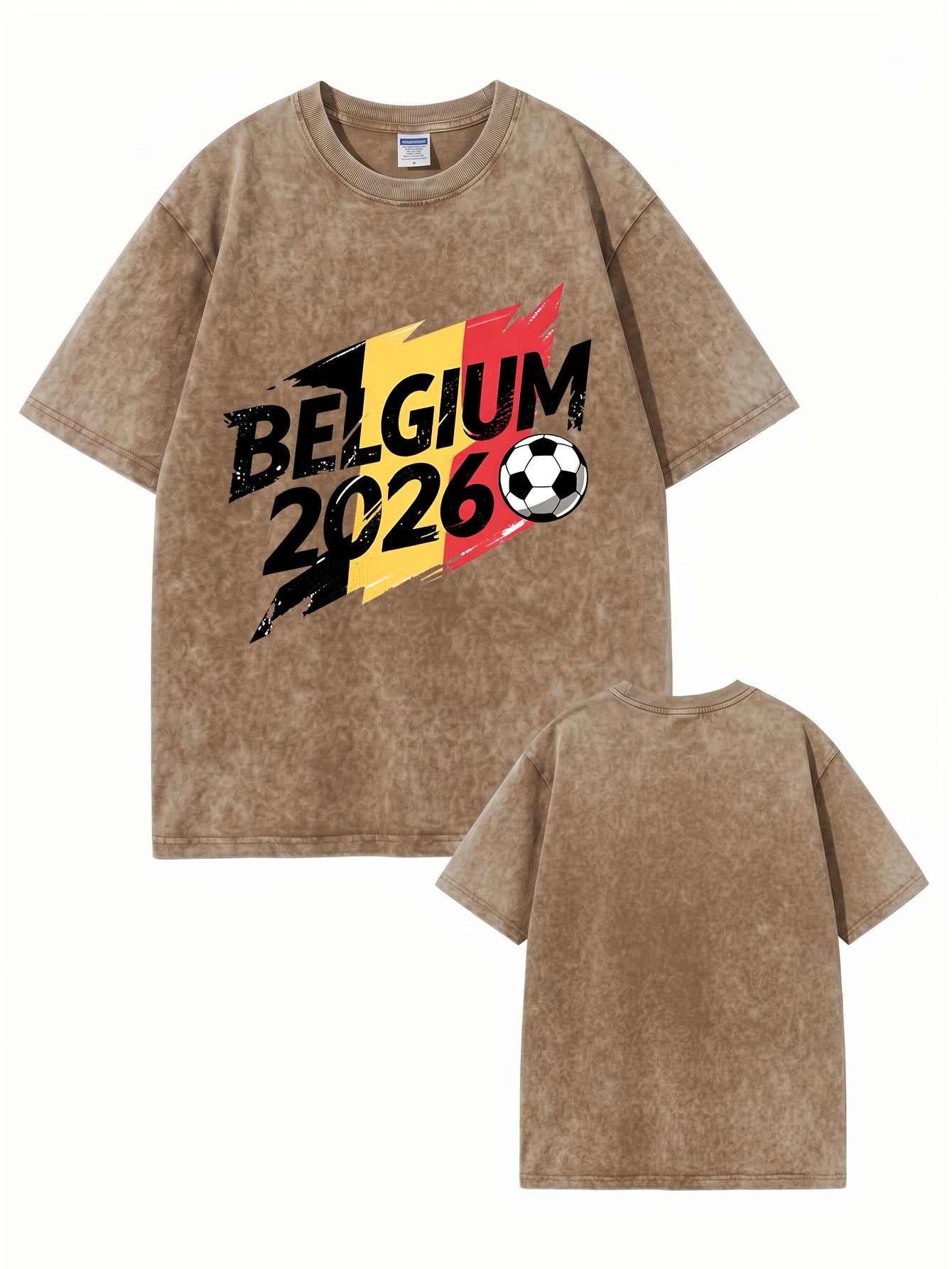 Belgium 2026 Soccer Vintage Wash Cotton Graphic T-Shirt