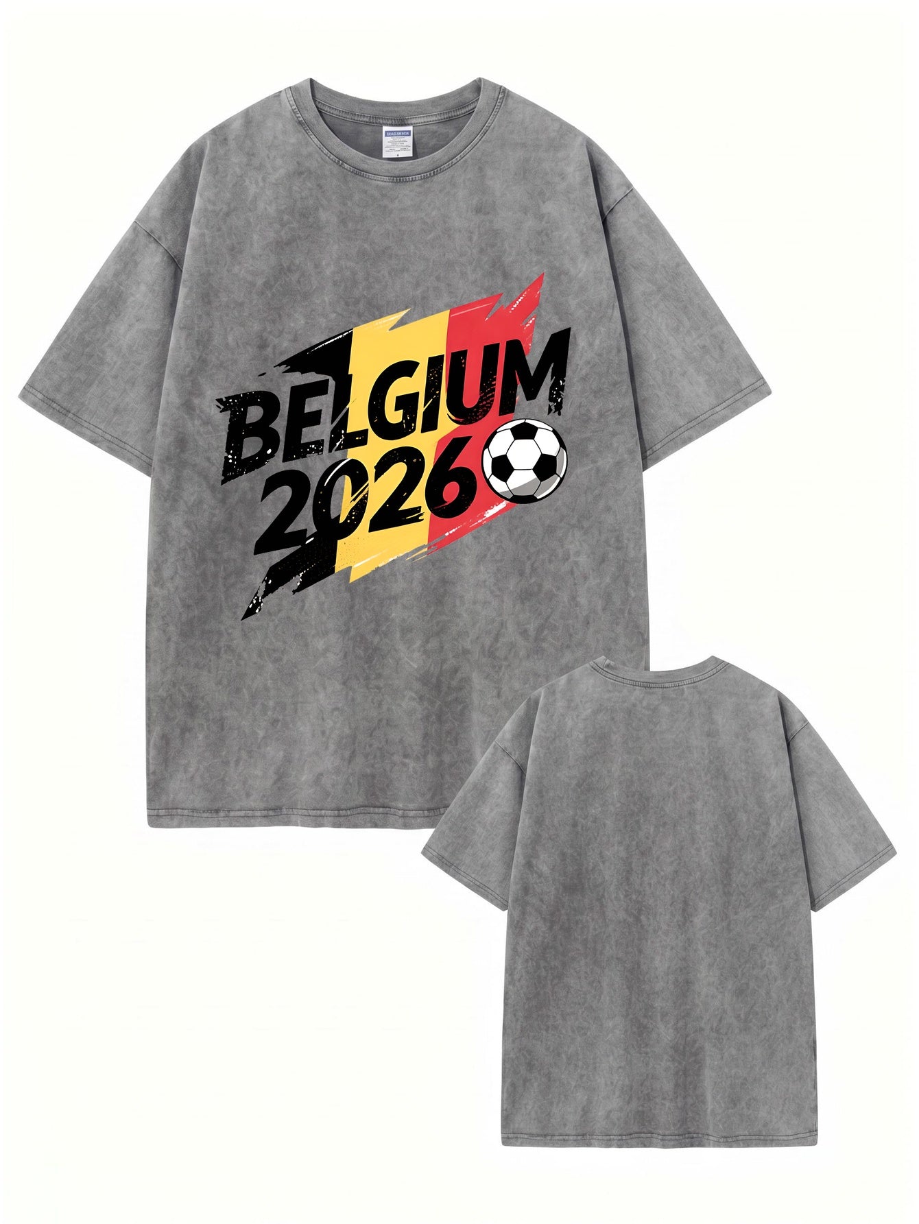 Belgium 2026 Soccer Vintage Wash Cotton Graphic T-Shirt