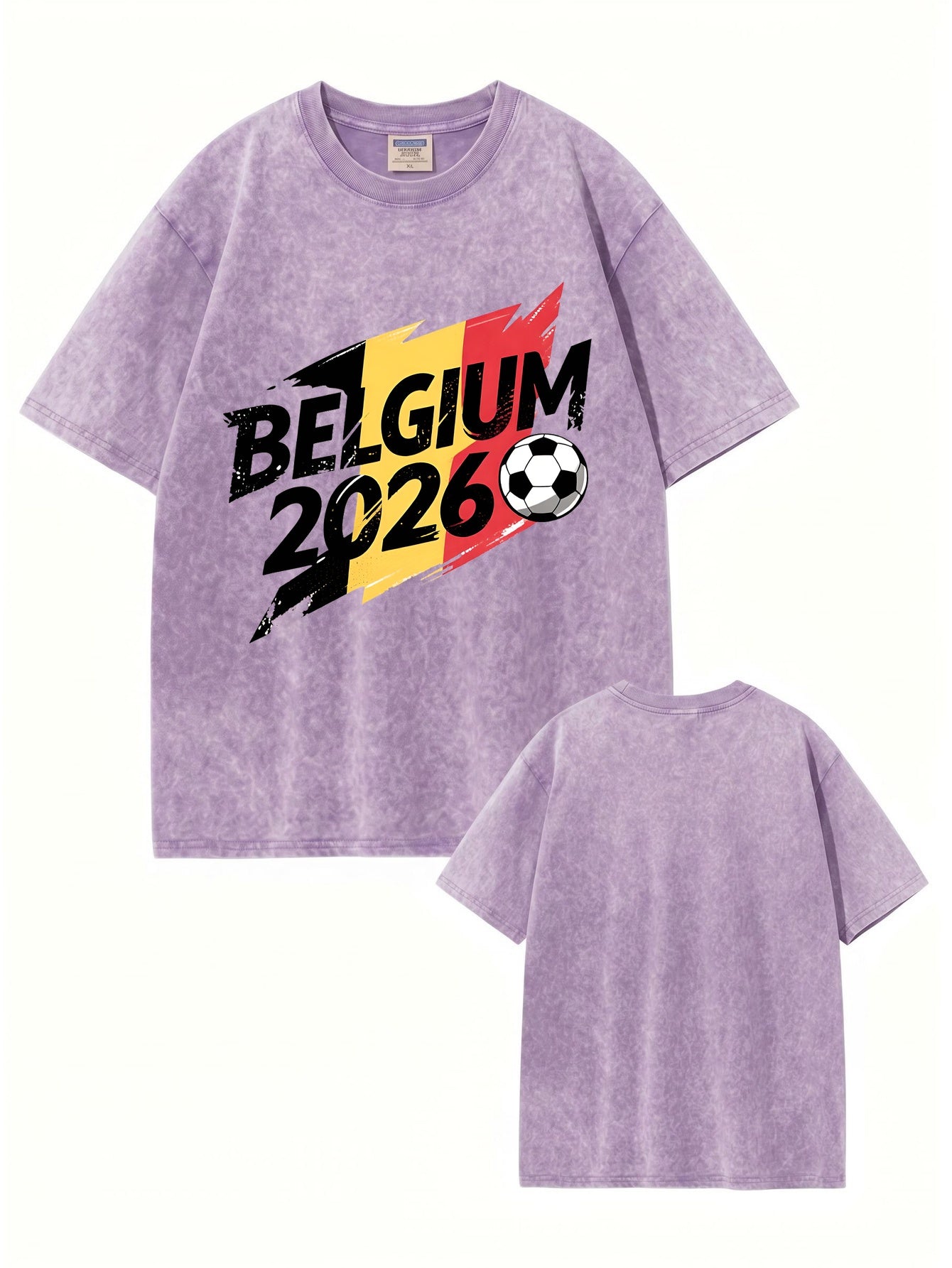 Belgium 2026 Soccer Vintage Wash Cotton Graphic T-Shirt