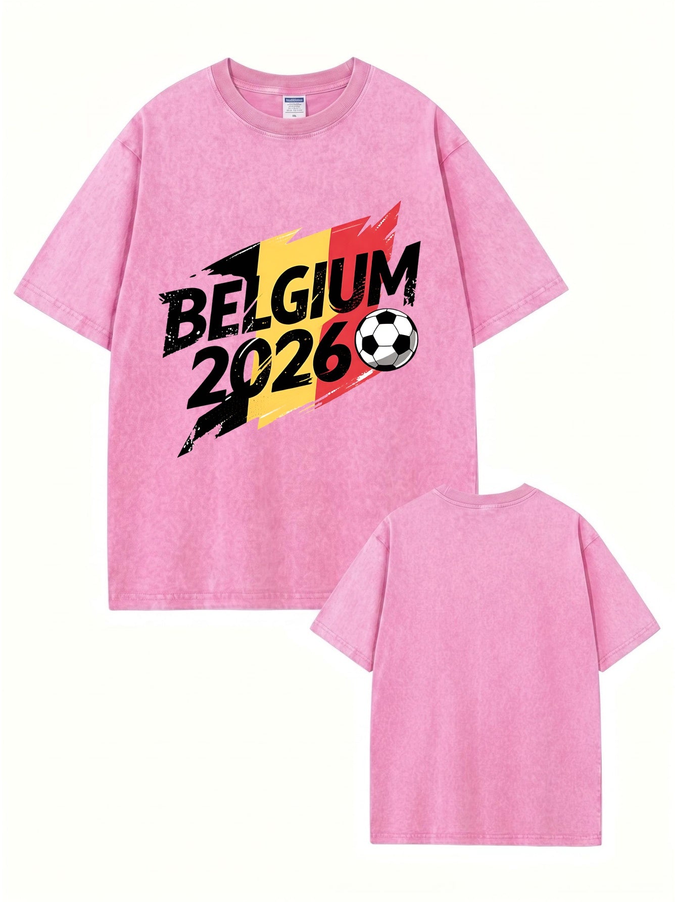 Belgium 2026 Soccer Vintage Wash Cotton Graphic T-Shirt