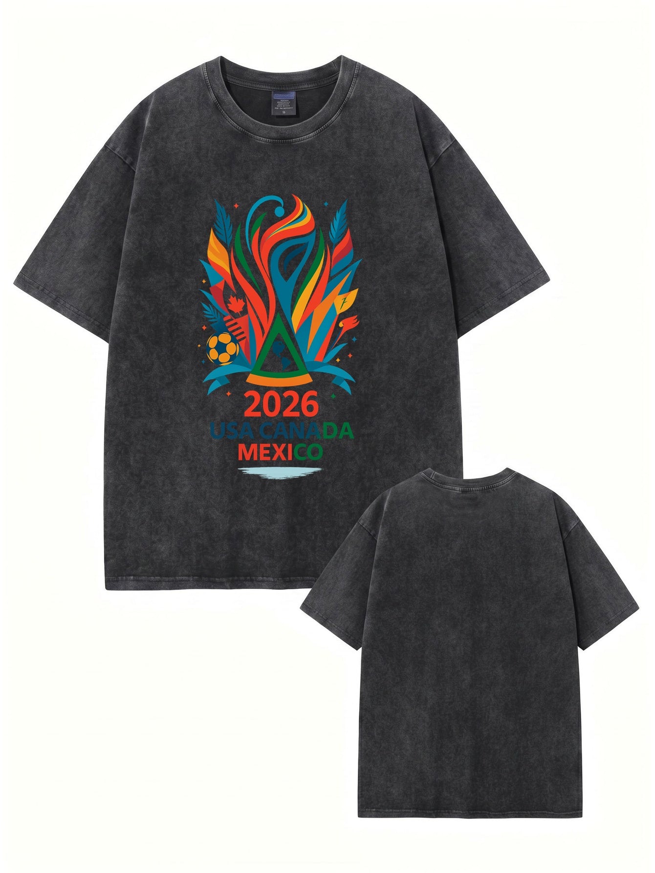 2026 World Cup Graphic T-Shirt Vintage Washed Heavyweight Cotton Tee