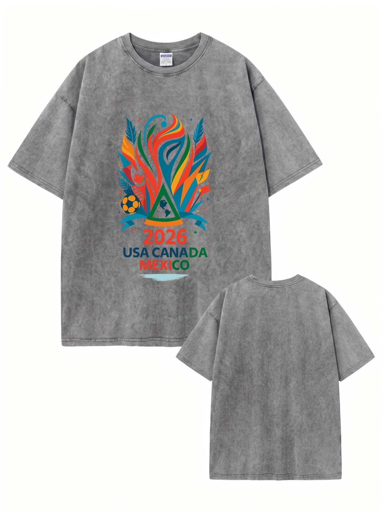2026 World Cup Graphic T-Shirt Vintage Washed Heavyweight Cotton Tee