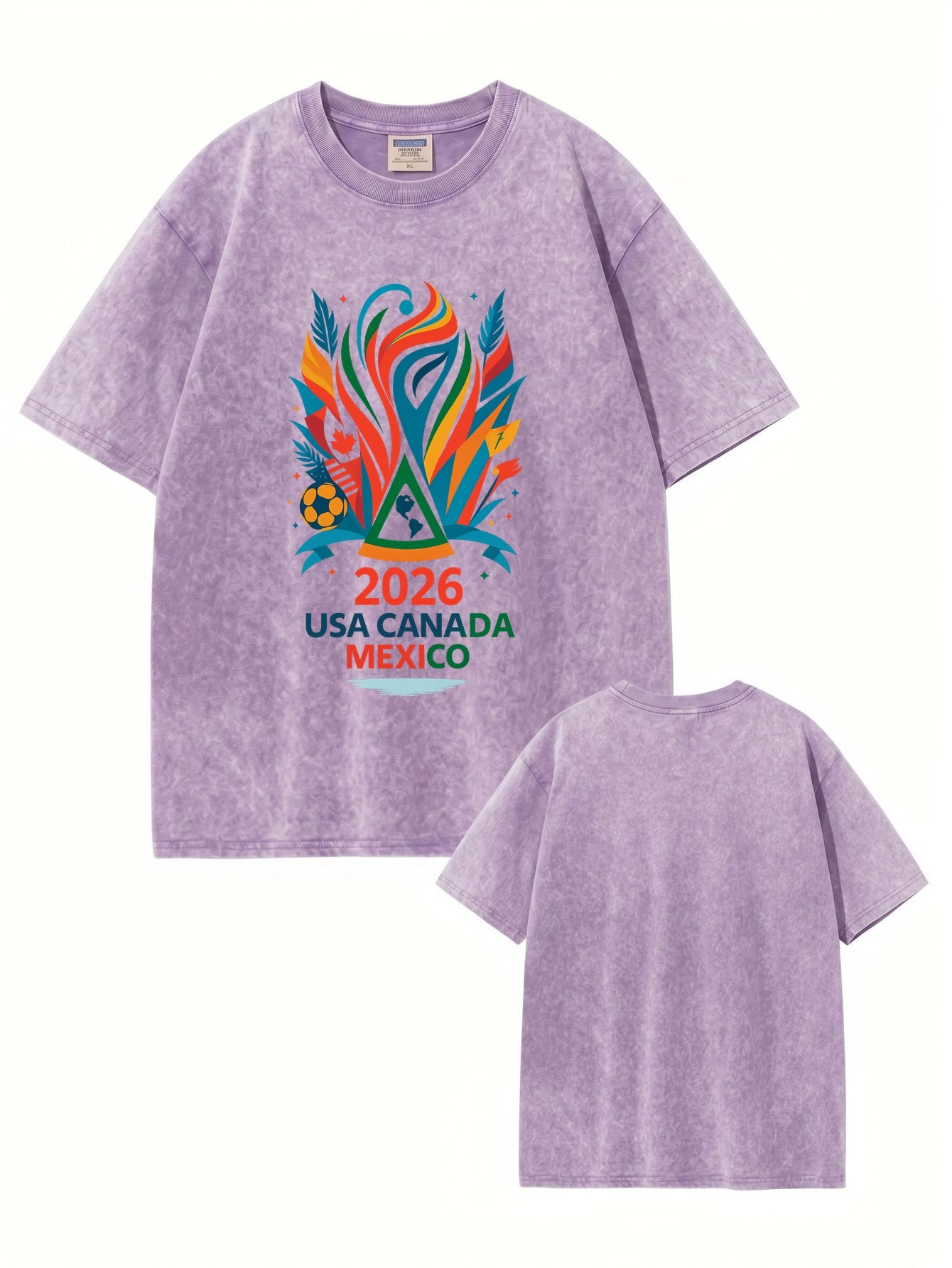 2026 World Cup Graphic T-Shirt Vintage Washed Heavyweight Cotton Tee