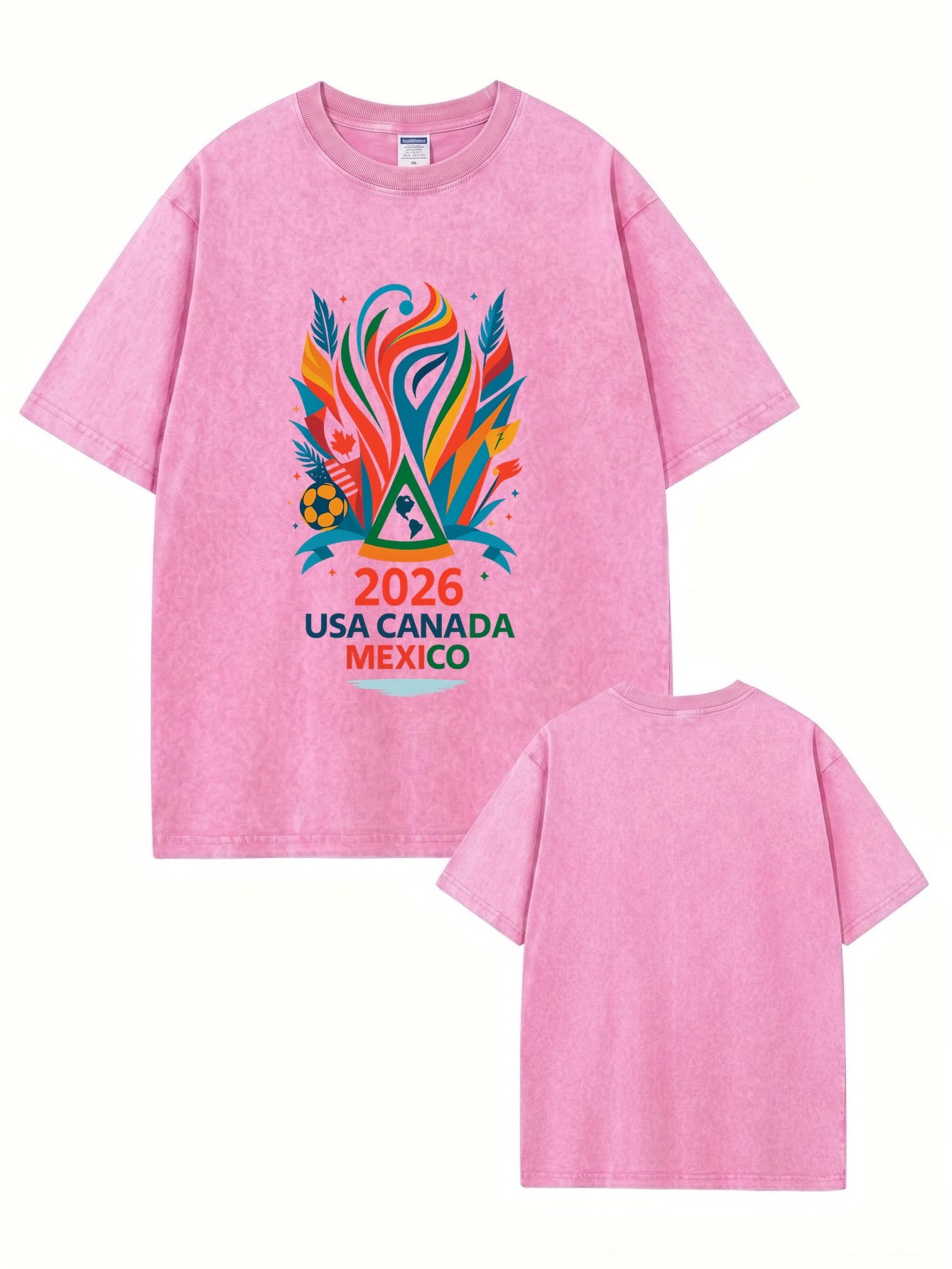 2026 World Cup Graphic T-Shirt Vintage Washed Heavyweight Cotton Tee
