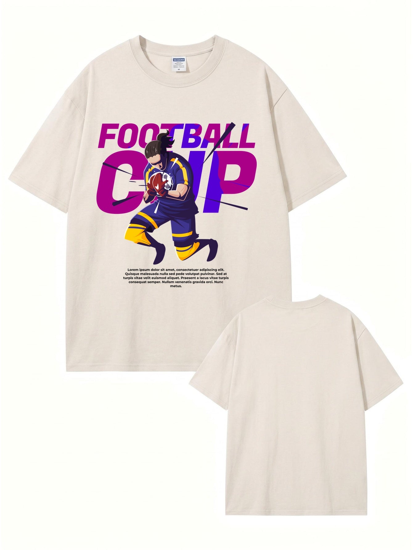 Football Cup Graphic Vintage Washed Cotton T-Shirt