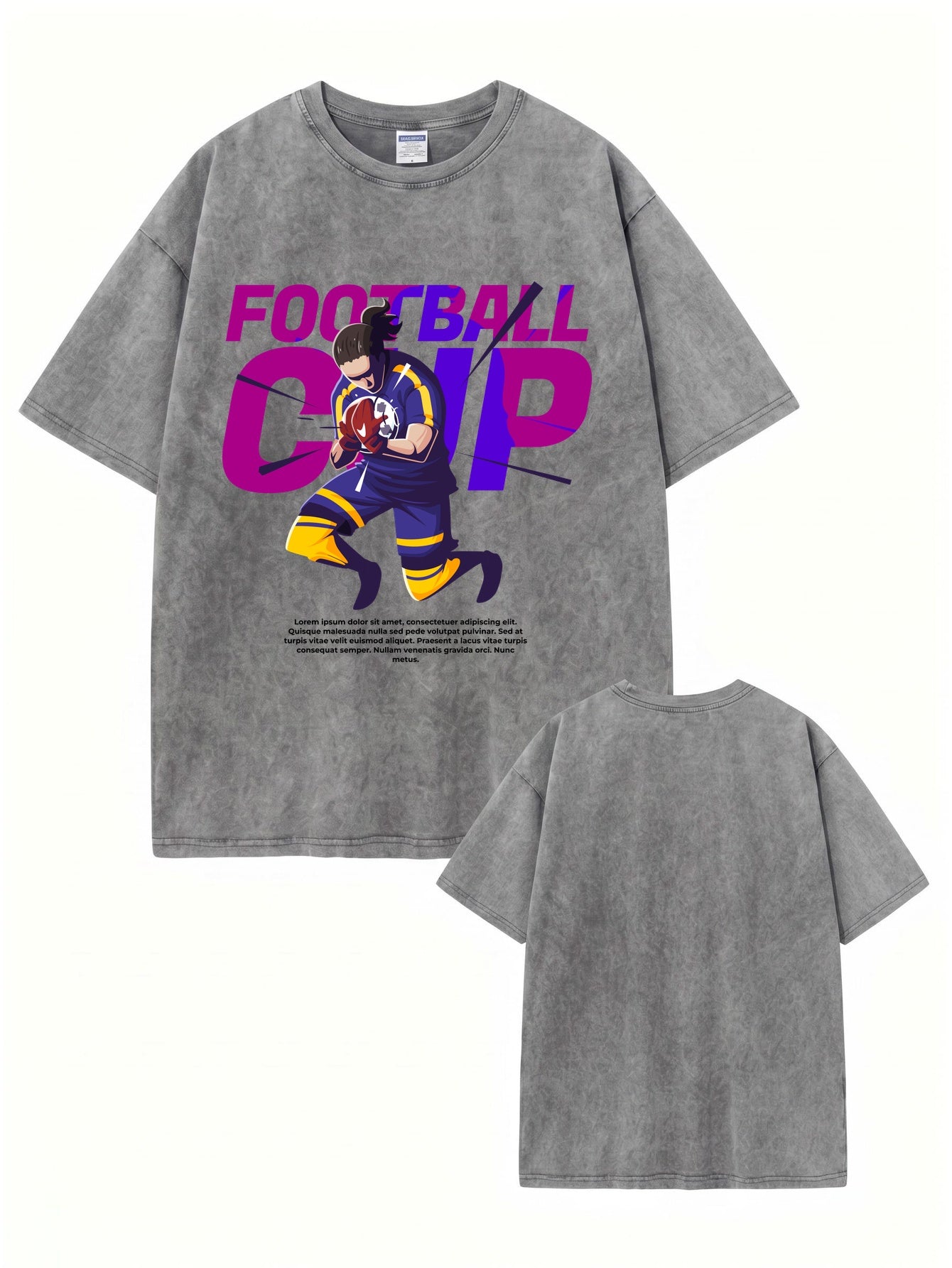 Football Cup Graphic Vintage Washed Cotton T-Shirt