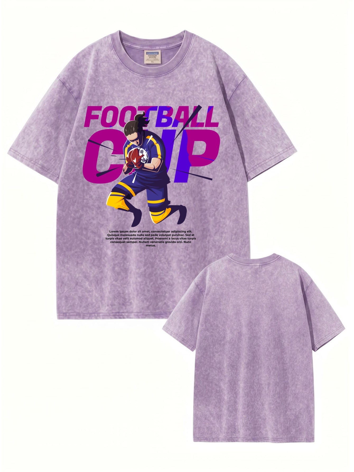 Football Cup Graphic Vintage Washed Cotton T-Shirt