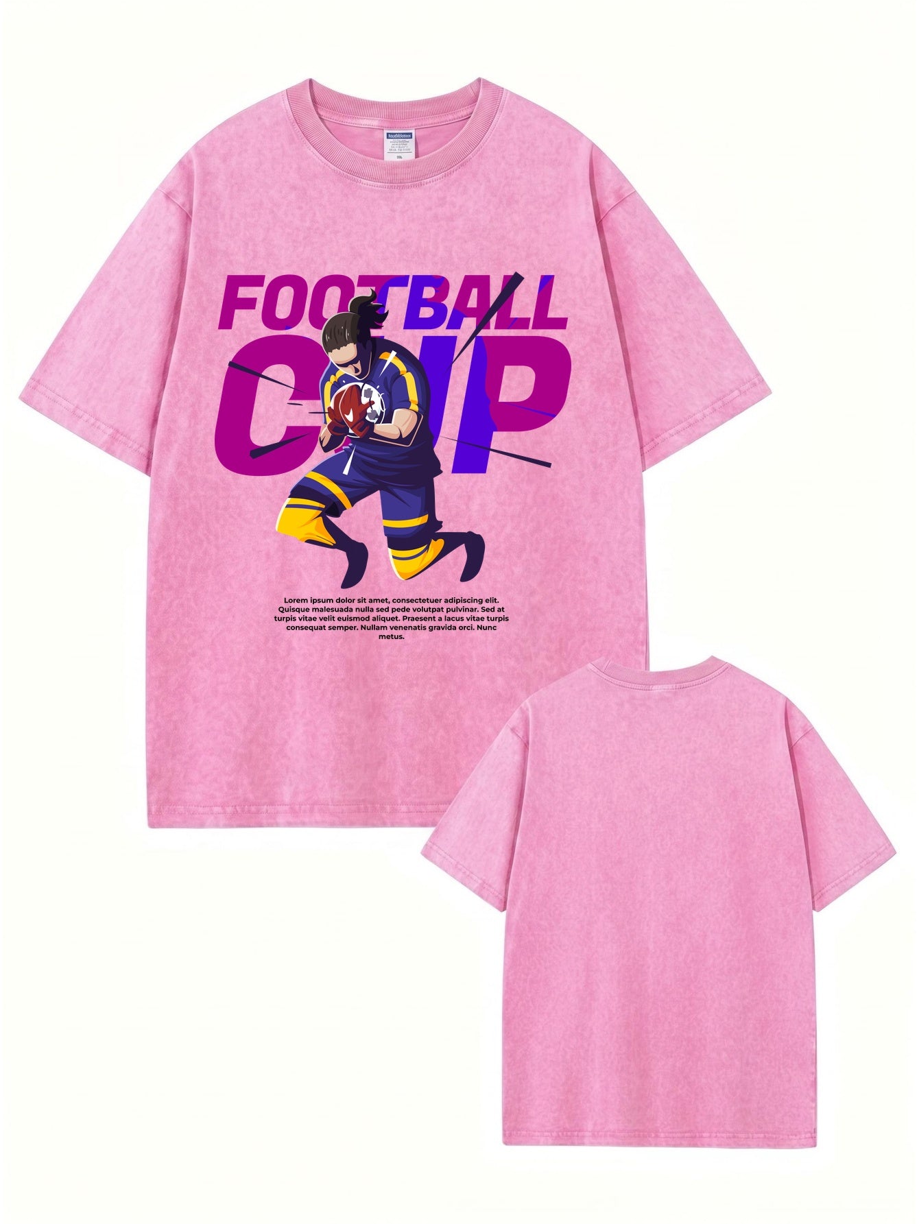 Football Cup Graphic Vintage Washed Cotton T-Shirt
