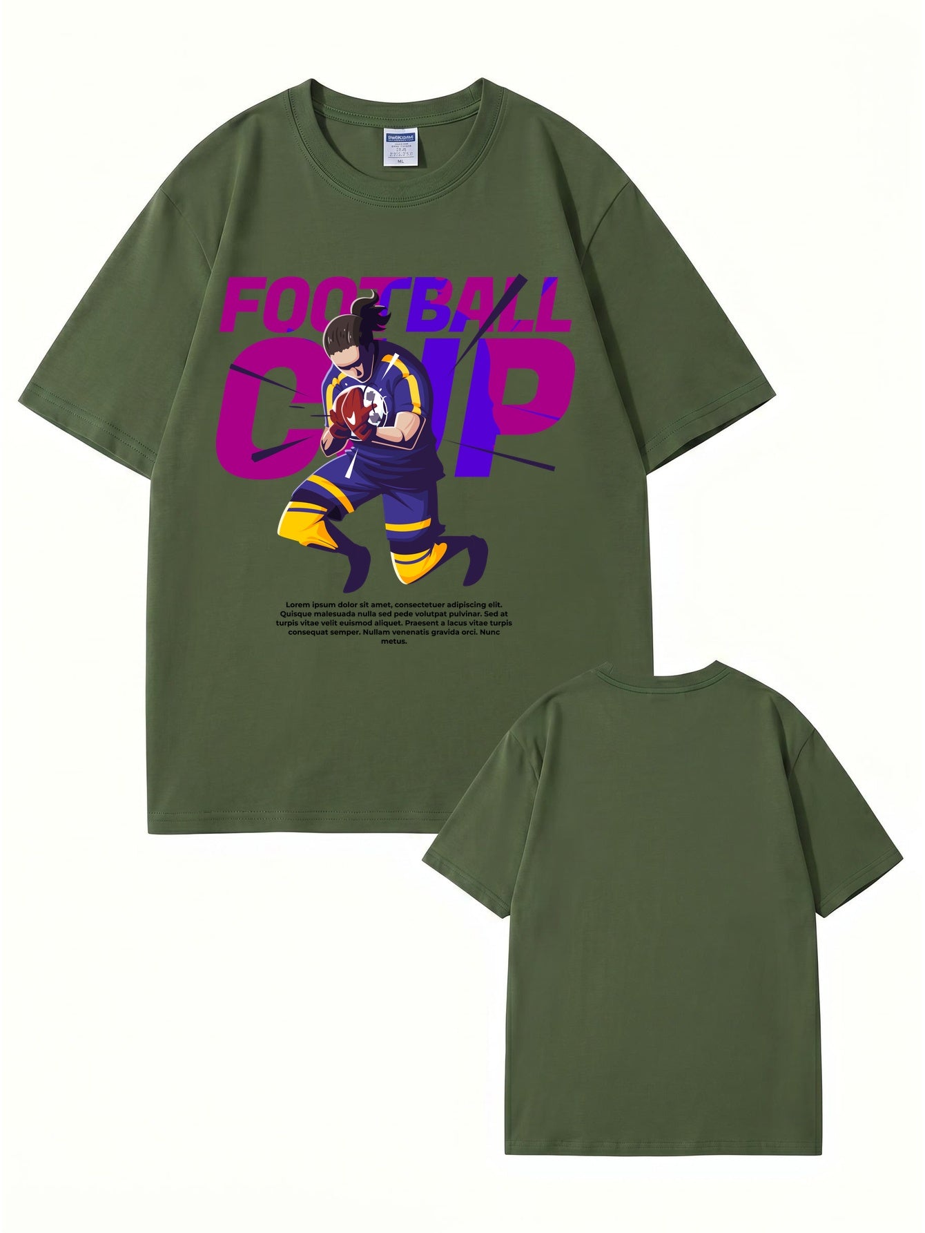 Football Cup Graphic Print Men's 100% Cotton Streetwear T-Shirt