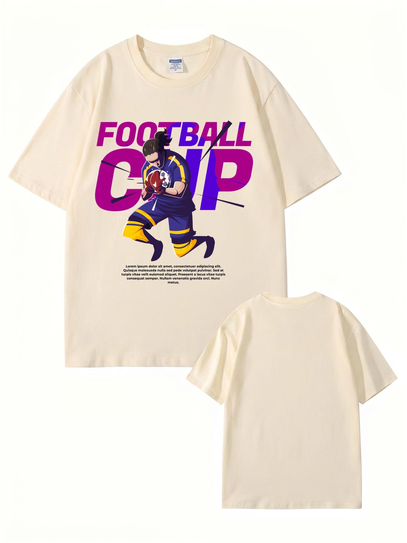Football Cup Graphic Print Men's 100% Cotton Streetwear T-Shirt