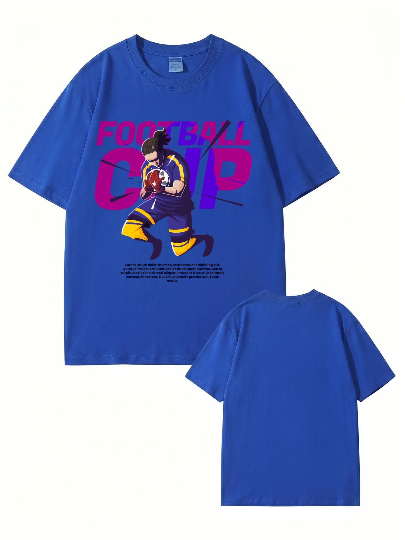 Football Cup Graphic Print Men's 100% Cotton Streetwear T-Shirt