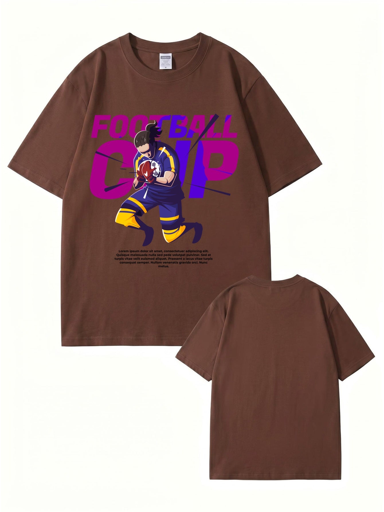 Football Cup Graphic Print Men's 100% Cotton Streetwear T-Shirt