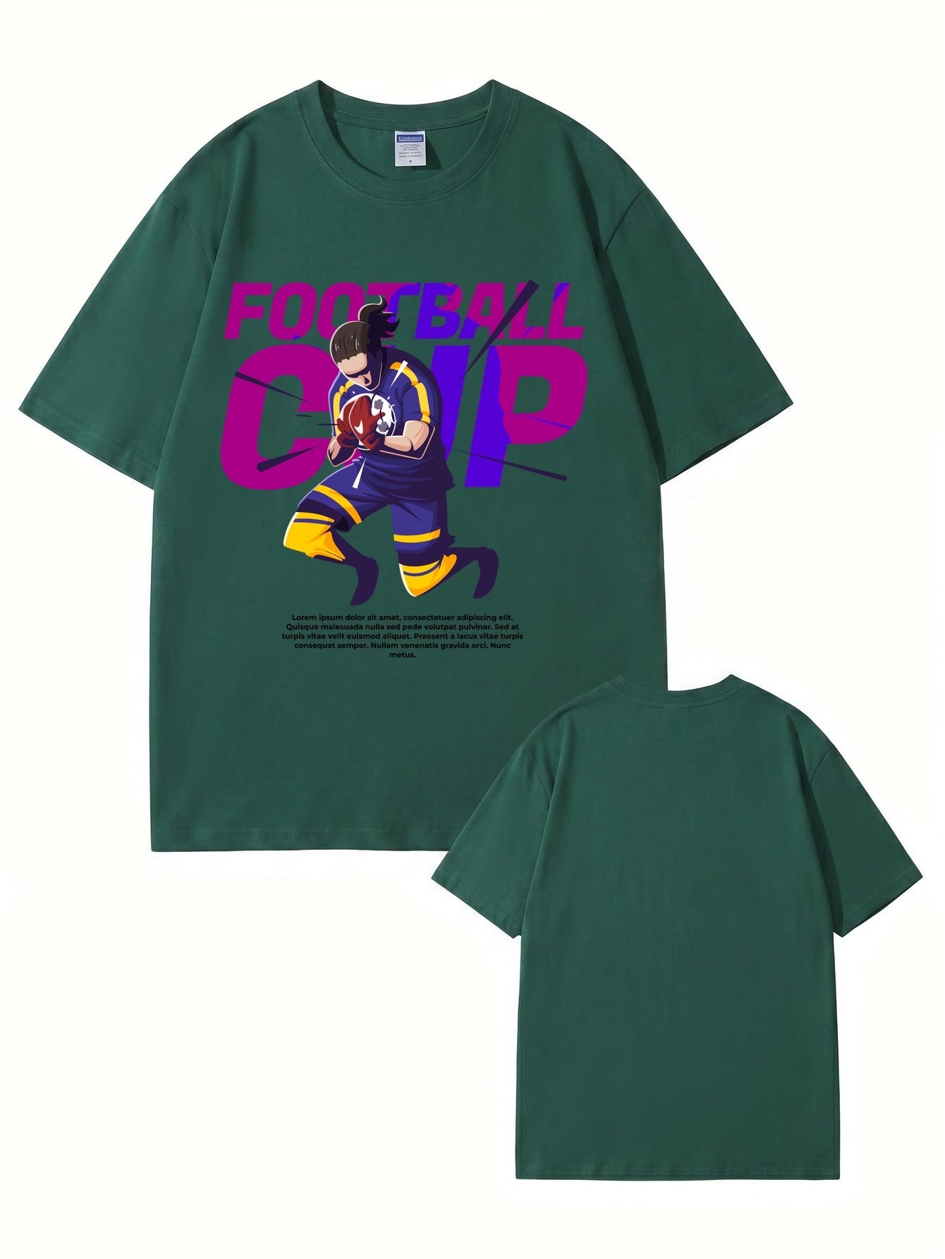 Football Cup Graphic Print Men's 100% Cotton Streetwear T-Shirt