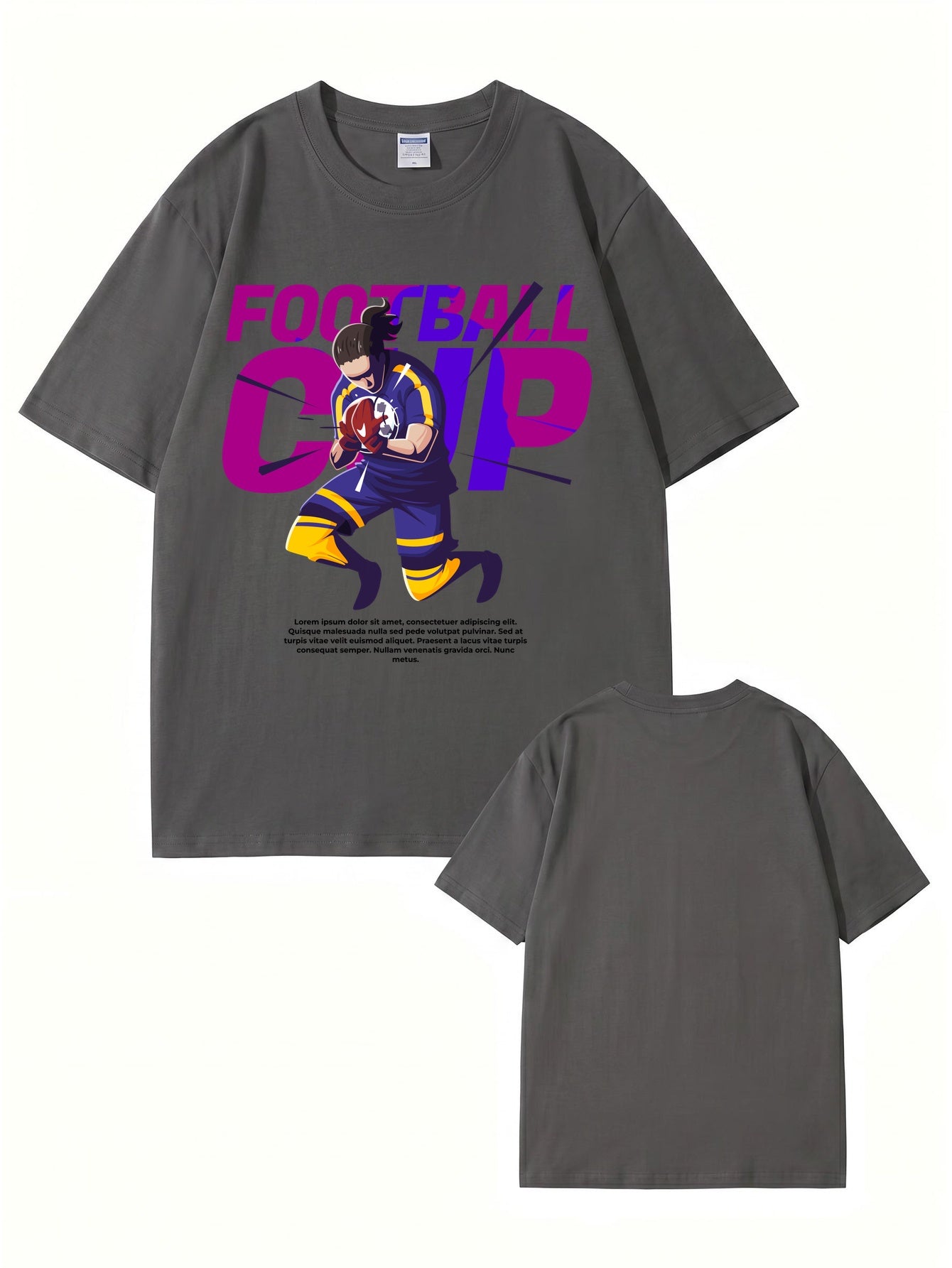 Football Cup Graphic Print Men's 100% Cotton Streetwear T-Shirt
