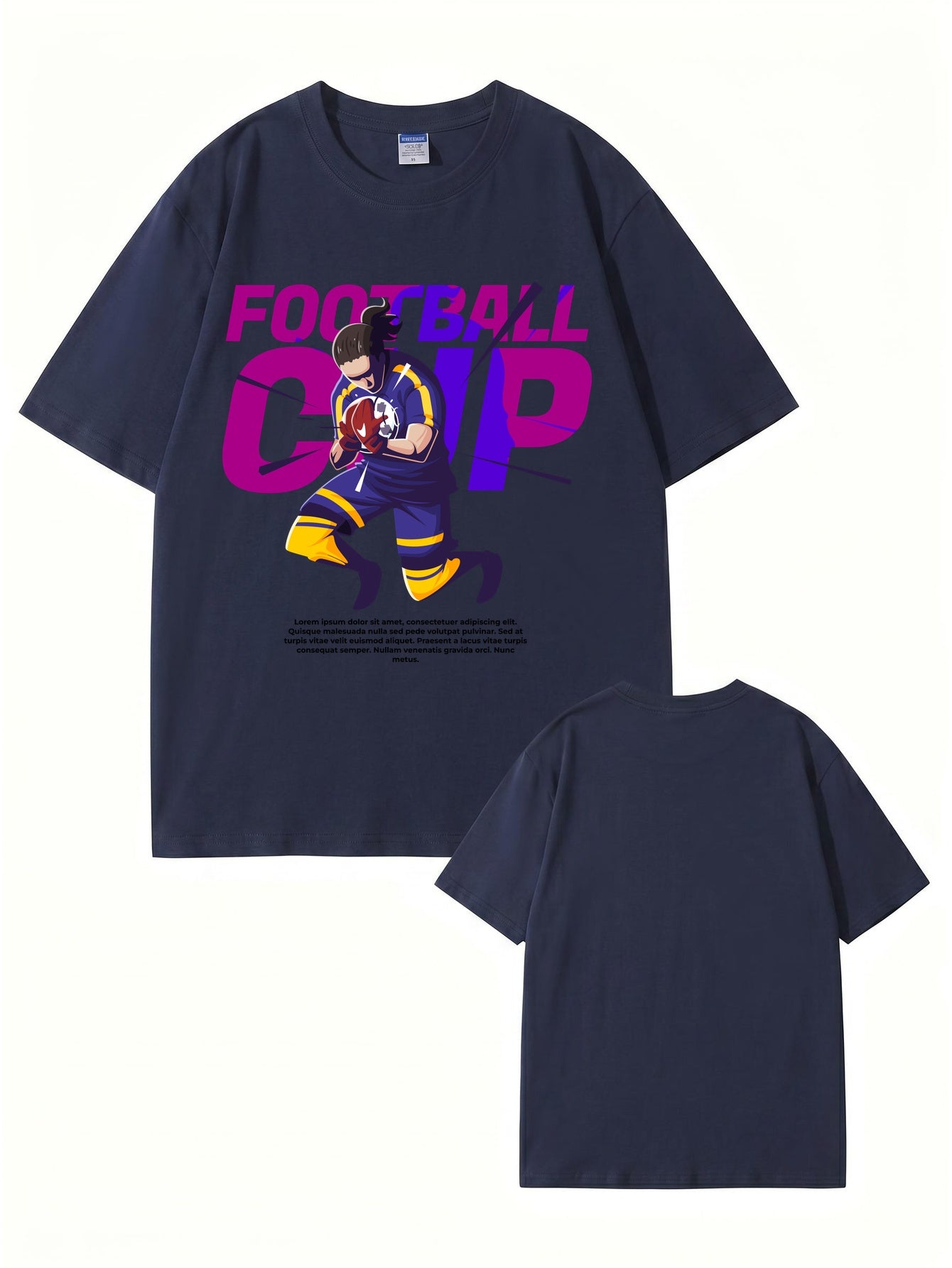 Football Cup Graphic Print Men's 100% Cotton Streetwear T-Shirt