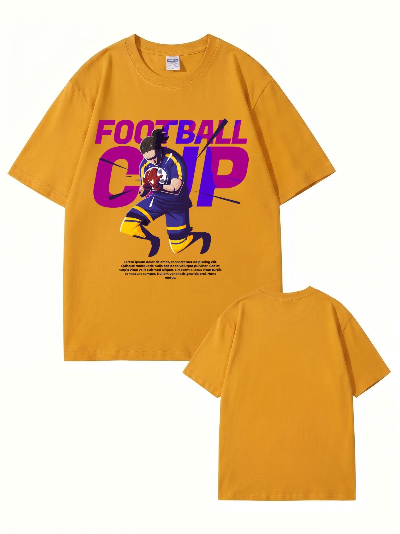 Football Cup Graphic Print Men's 100% Cotton Streetwear T-Shirt