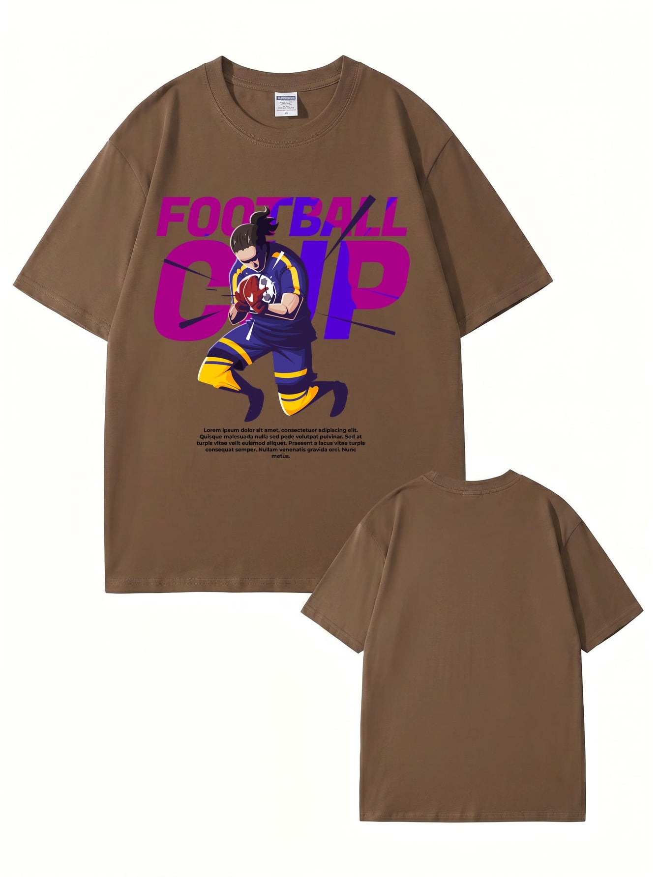 Football Cup Graphic Print Men's 100% Cotton Streetwear T-Shirt