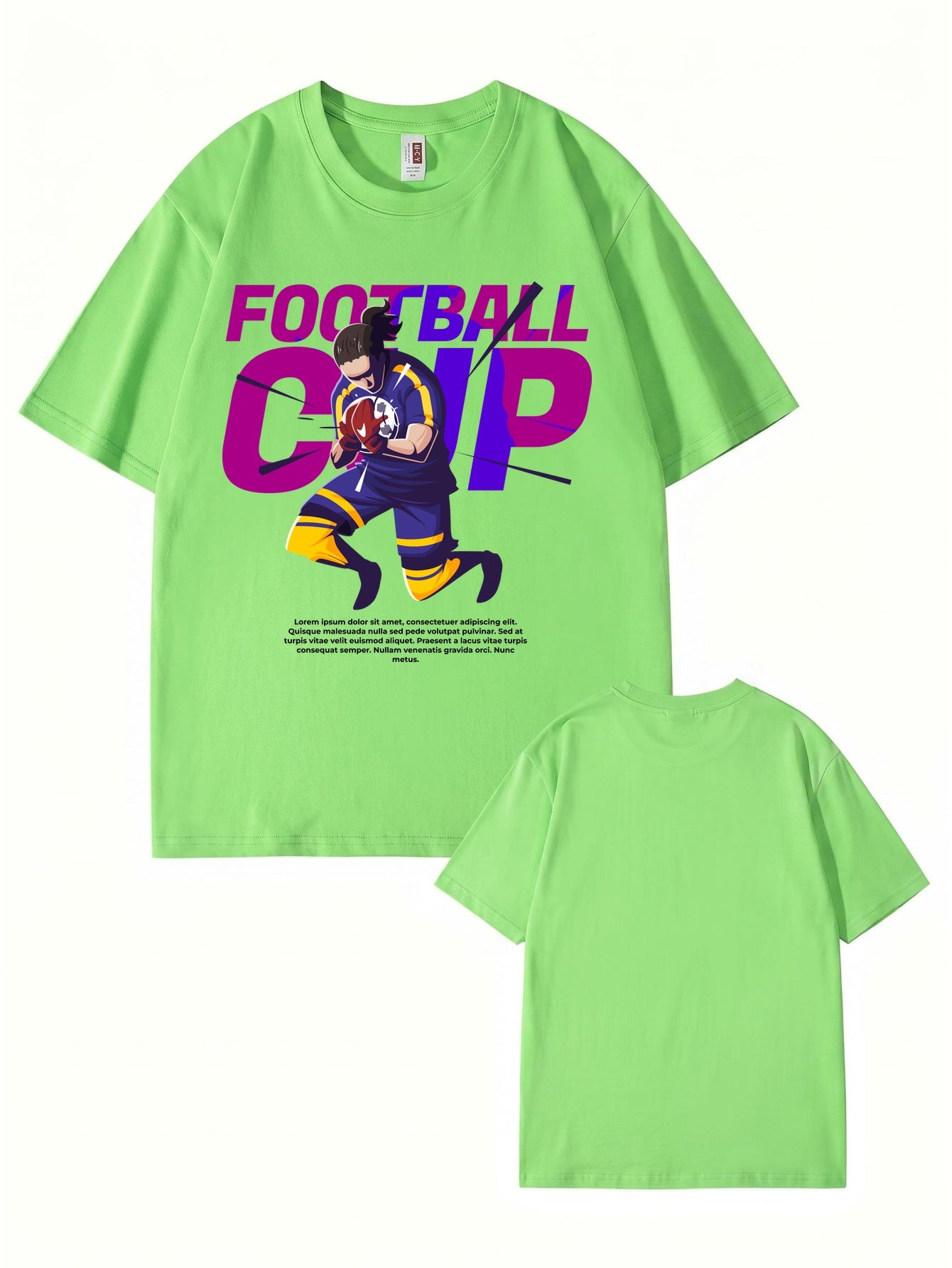 Football Cup Graphic Print Men's 100% Cotton Streetwear T-Shirt