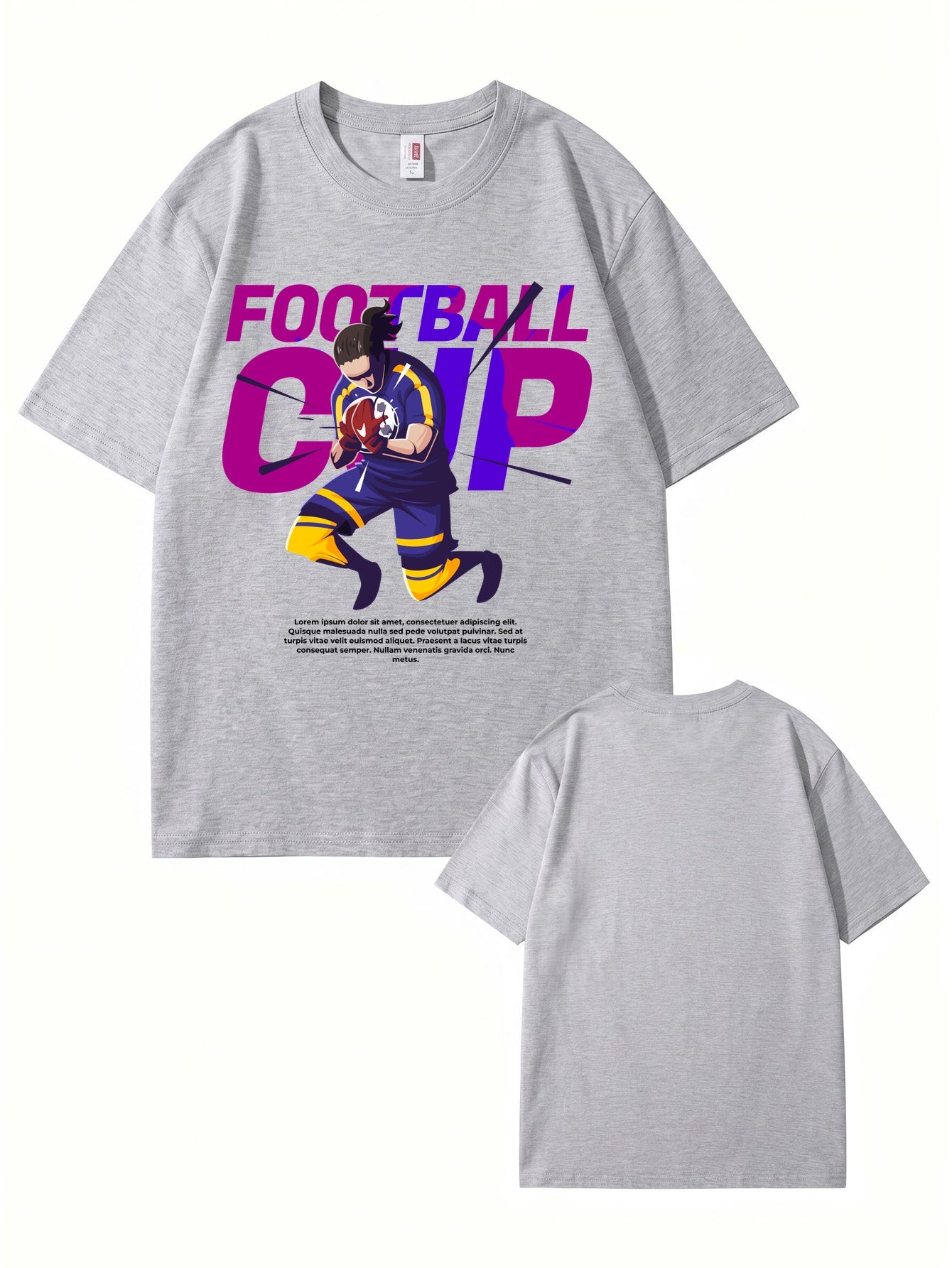 Football Cup Graphic Print Men's 100% Cotton Streetwear T-Shirt