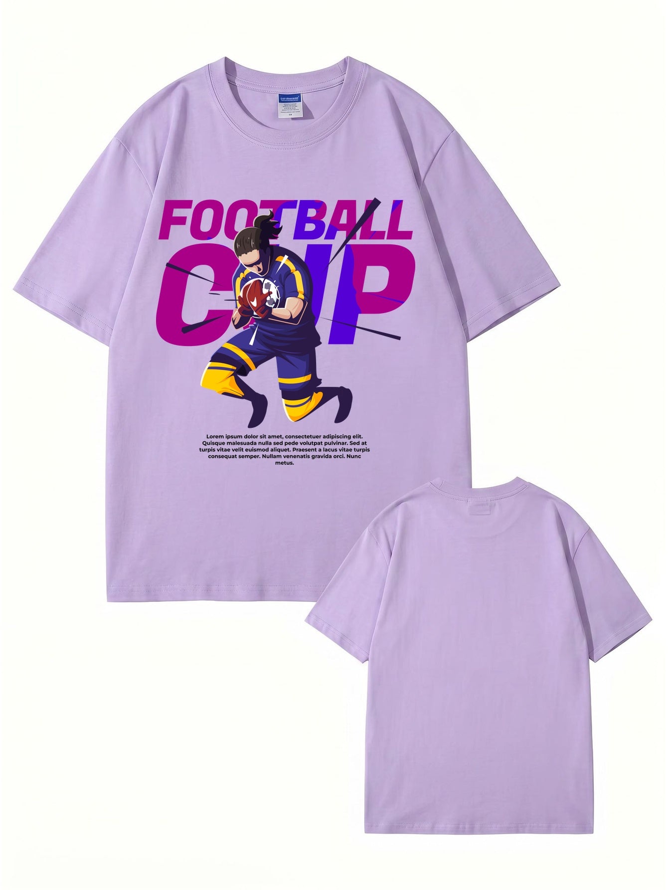 Football Cup Graphic Print Men's 100% Cotton Streetwear T-Shirt