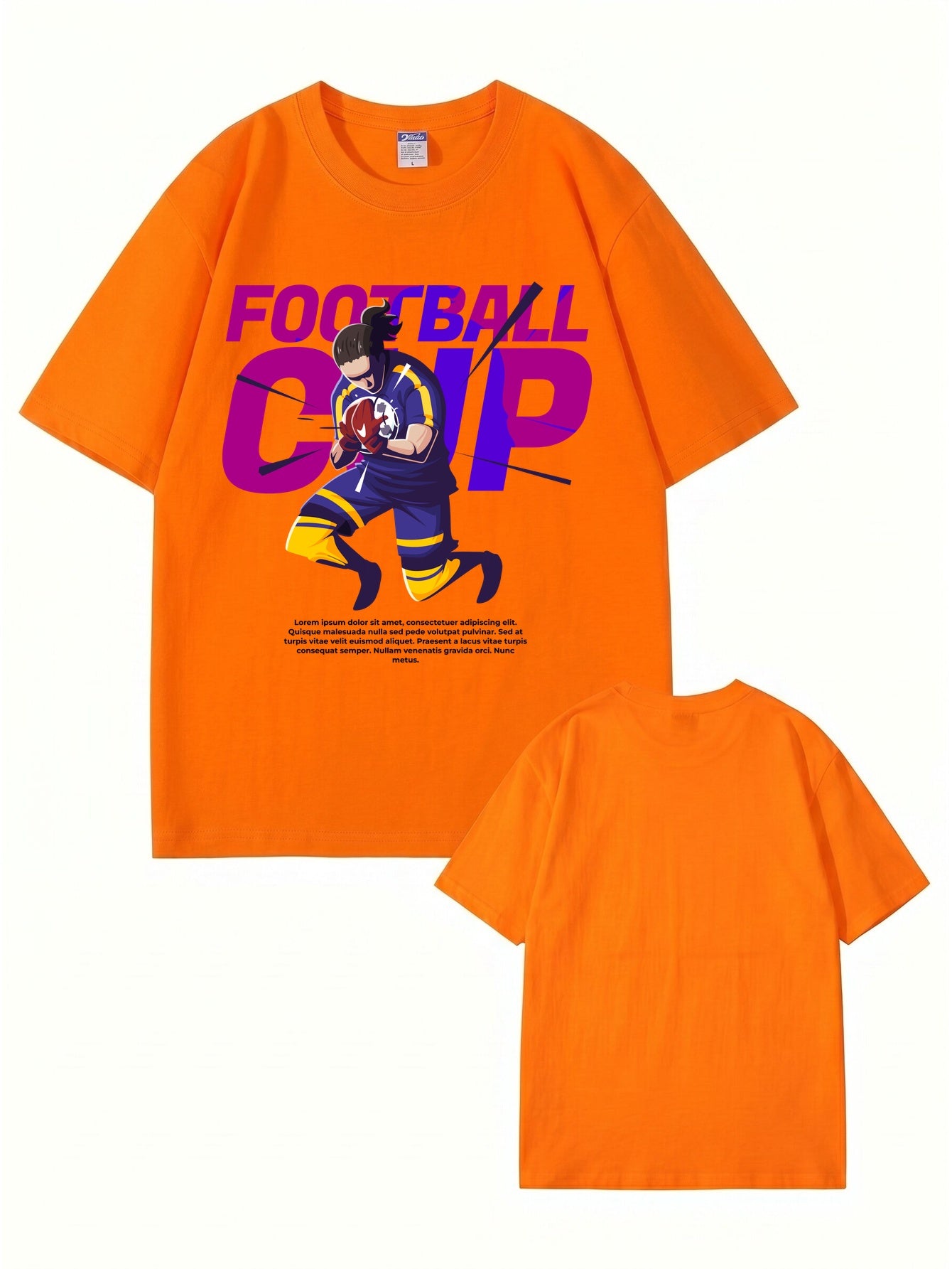 Football Cup Graphic Print Men's 100% Cotton Streetwear T-Shirt