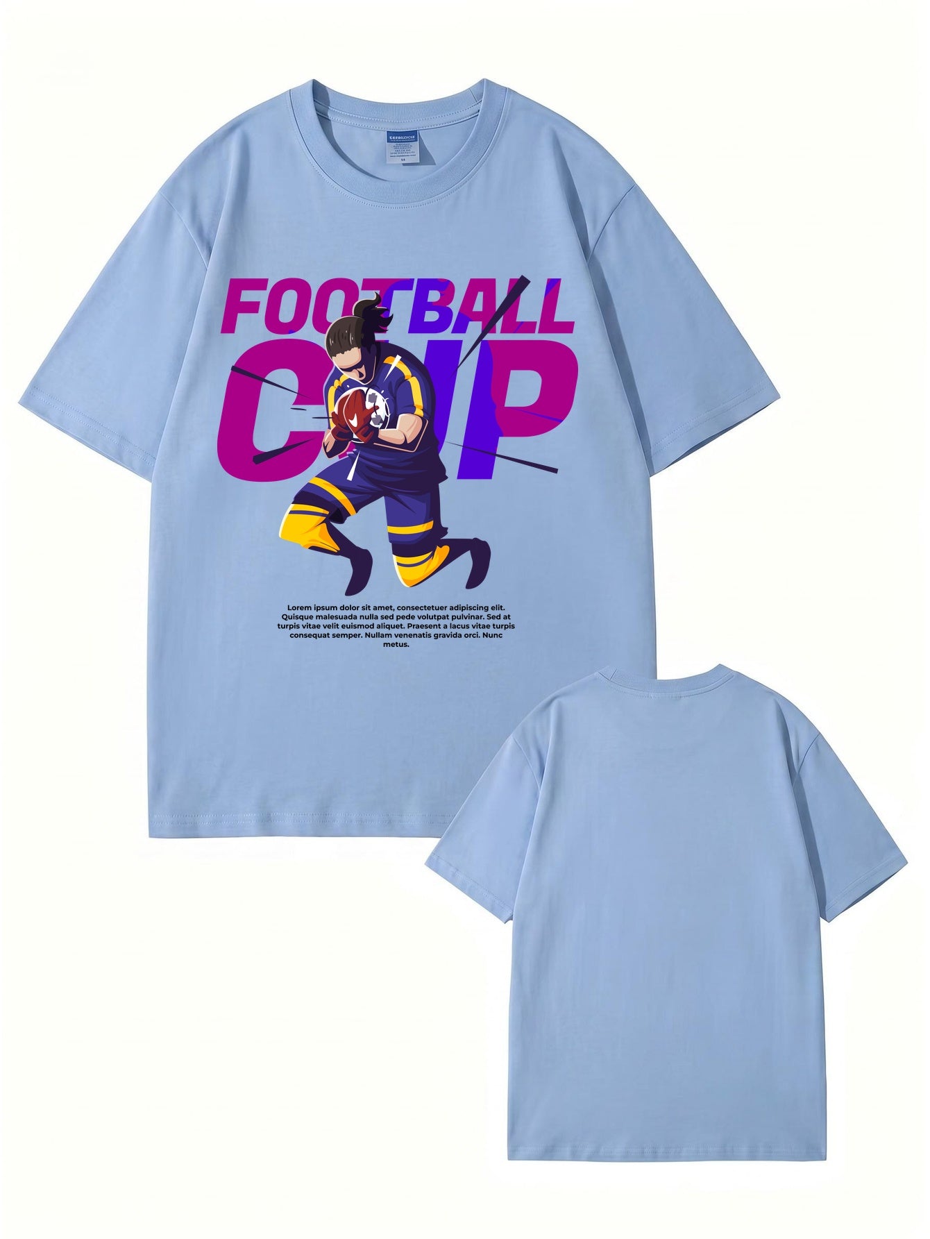 Football Cup Graphic Print Men's 100% Cotton Streetwear T-Shirt
