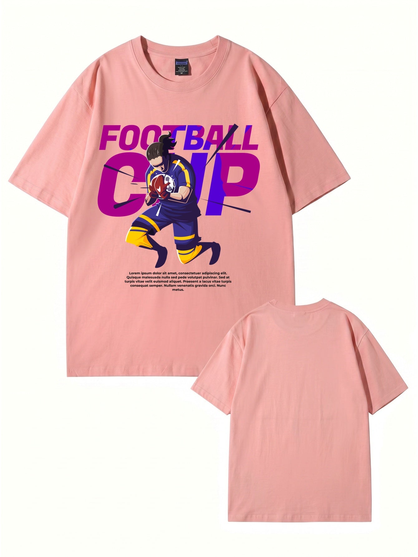 Football Cup Graphic Print Men's 100% Cotton Streetwear T-Shirt