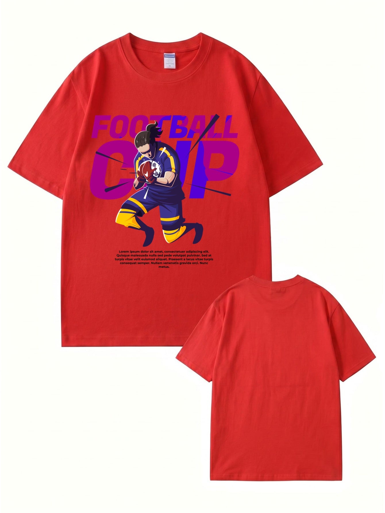 Football Cup Graphic Print Men's 100% Cotton Streetwear T-Shirt
