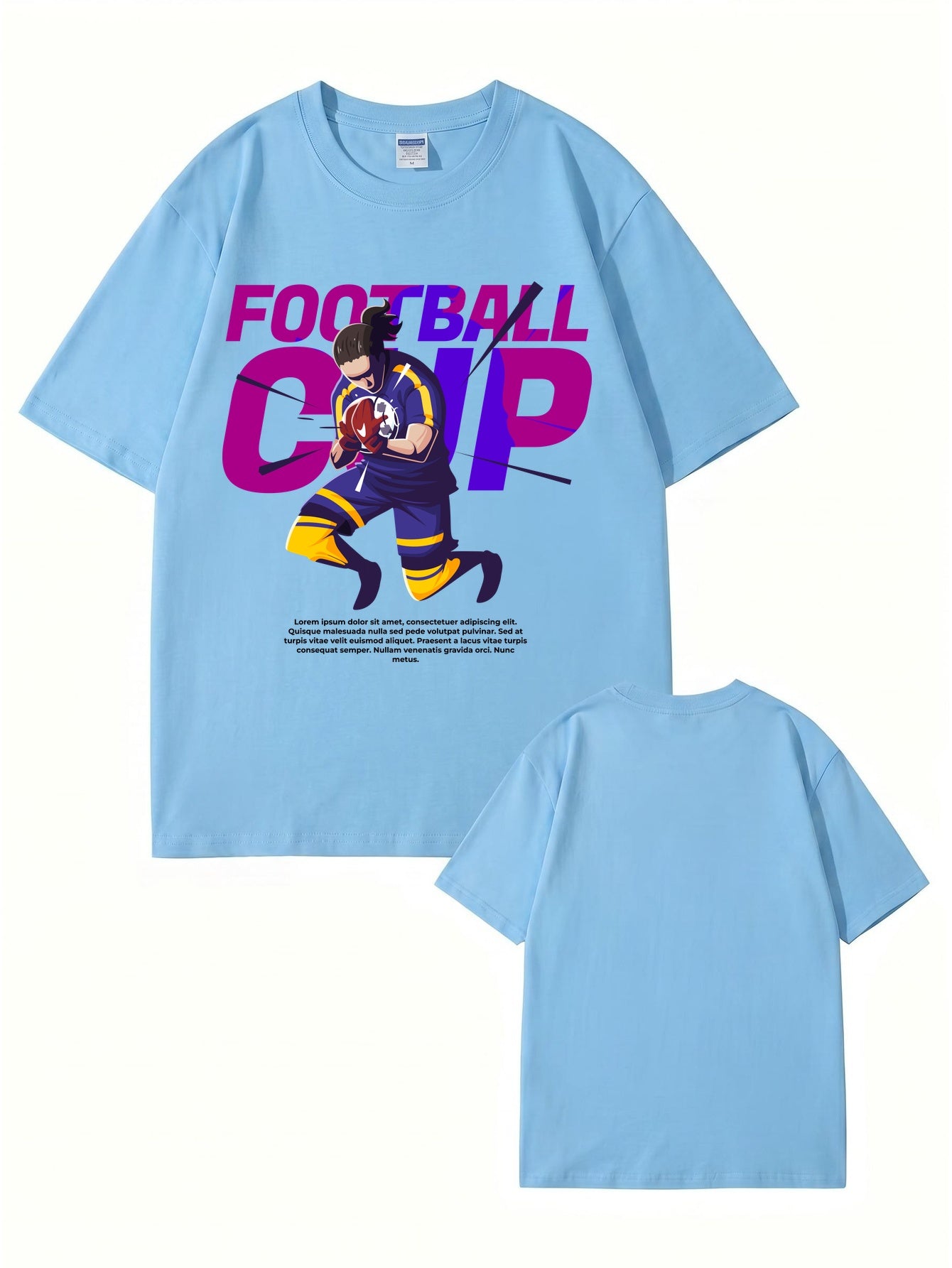 Football Cup Graphic Print Men's 100% Cotton Streetwear T-Shirt