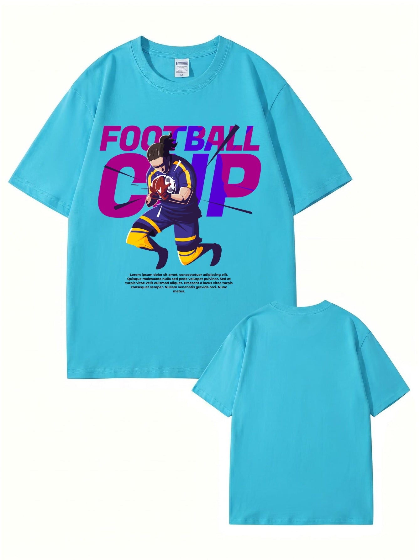Football Cup Graphic Print Men's 100% Cotton Streetwear T-Shirt
