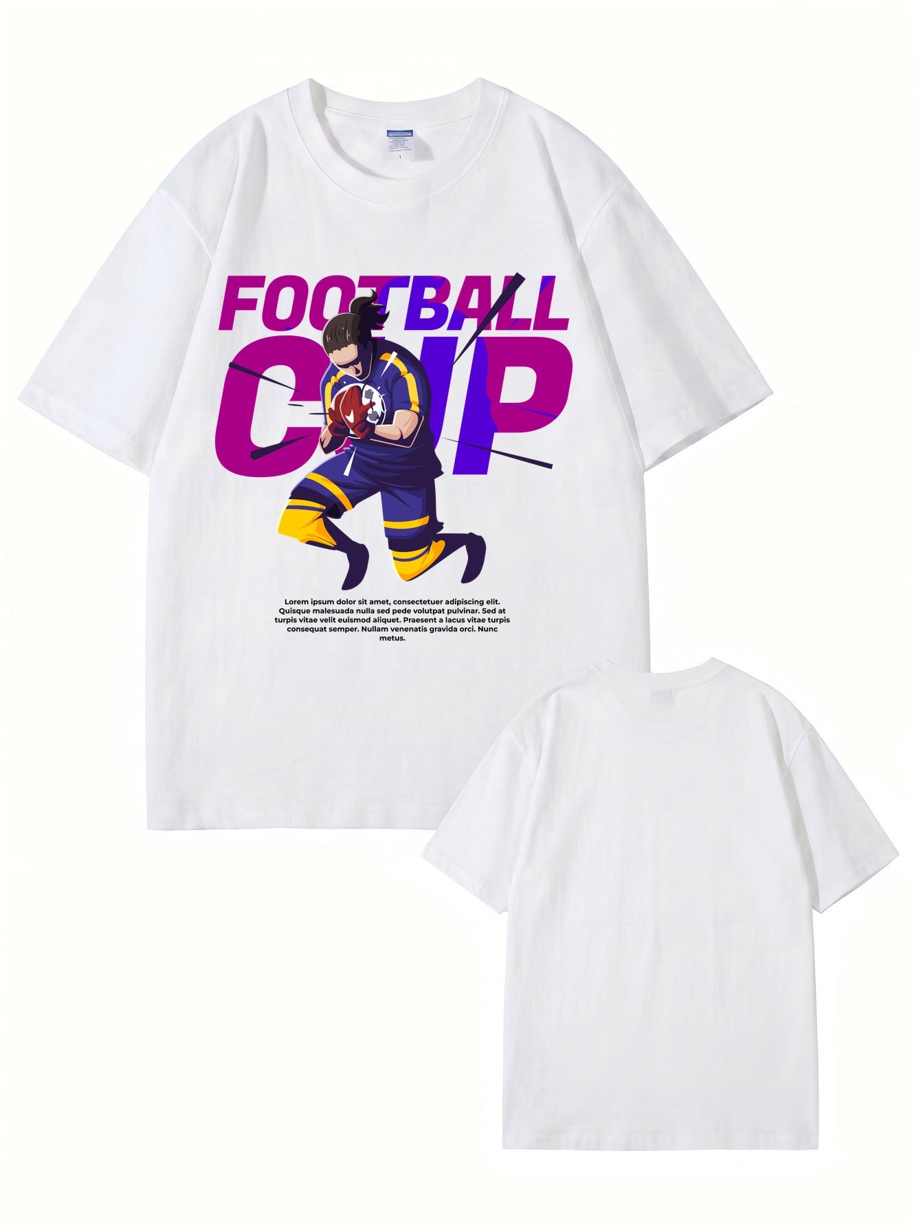 Football Cup Graphic Print Men's 100% Cotton Streetwear T-Shirt