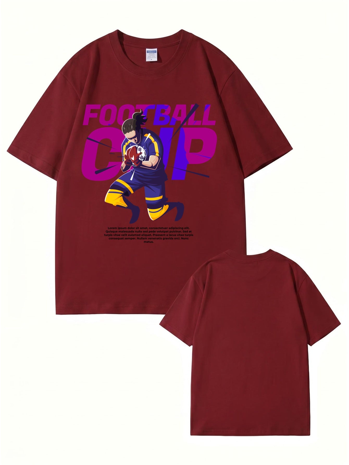 Football Cup Graphic Print Men's 100% Cotton Streetwear T-Shirt